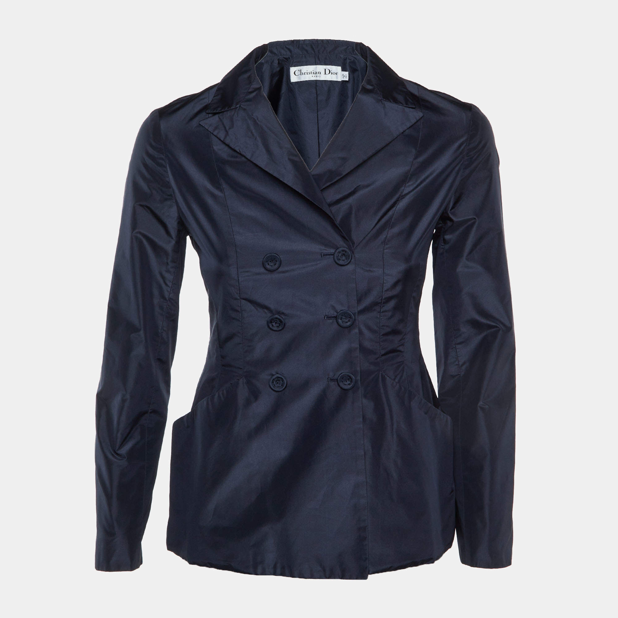 Pre Owned Dior Midnight Blue Silk Double Breasted Bar Jacket S