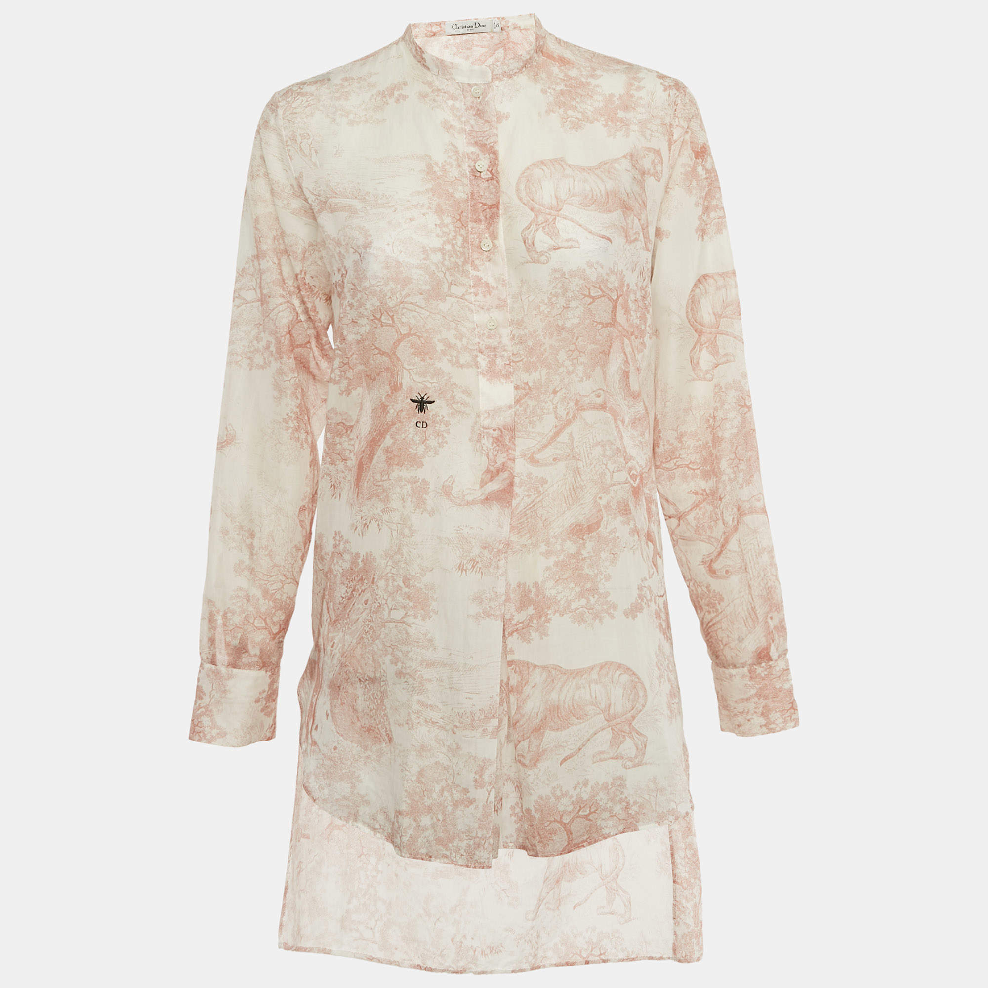 Pre Owned Christian Dior Pink Toile de Jouy Voile Tunic S