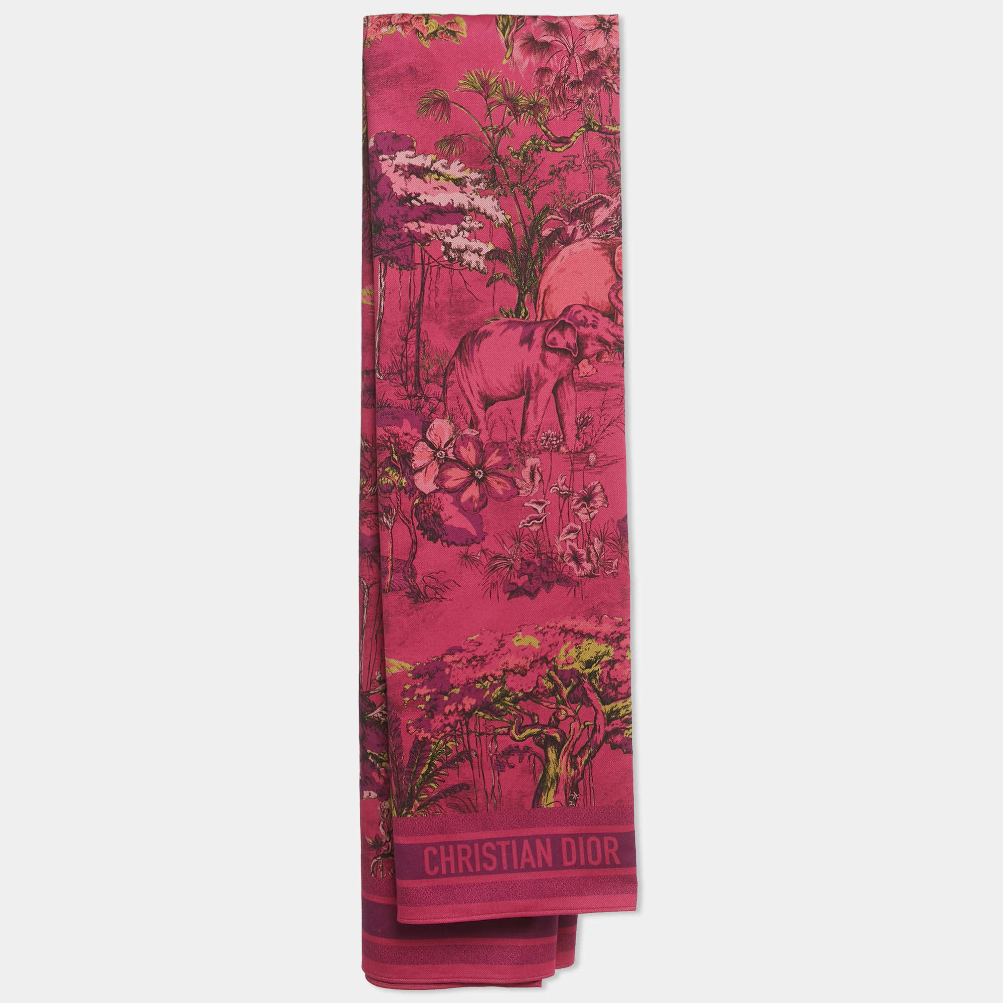 Pre Owned Christian Dior Pink Toile de Jouy Voyage Sarong Print Cotton Gabardine Pareo One Size