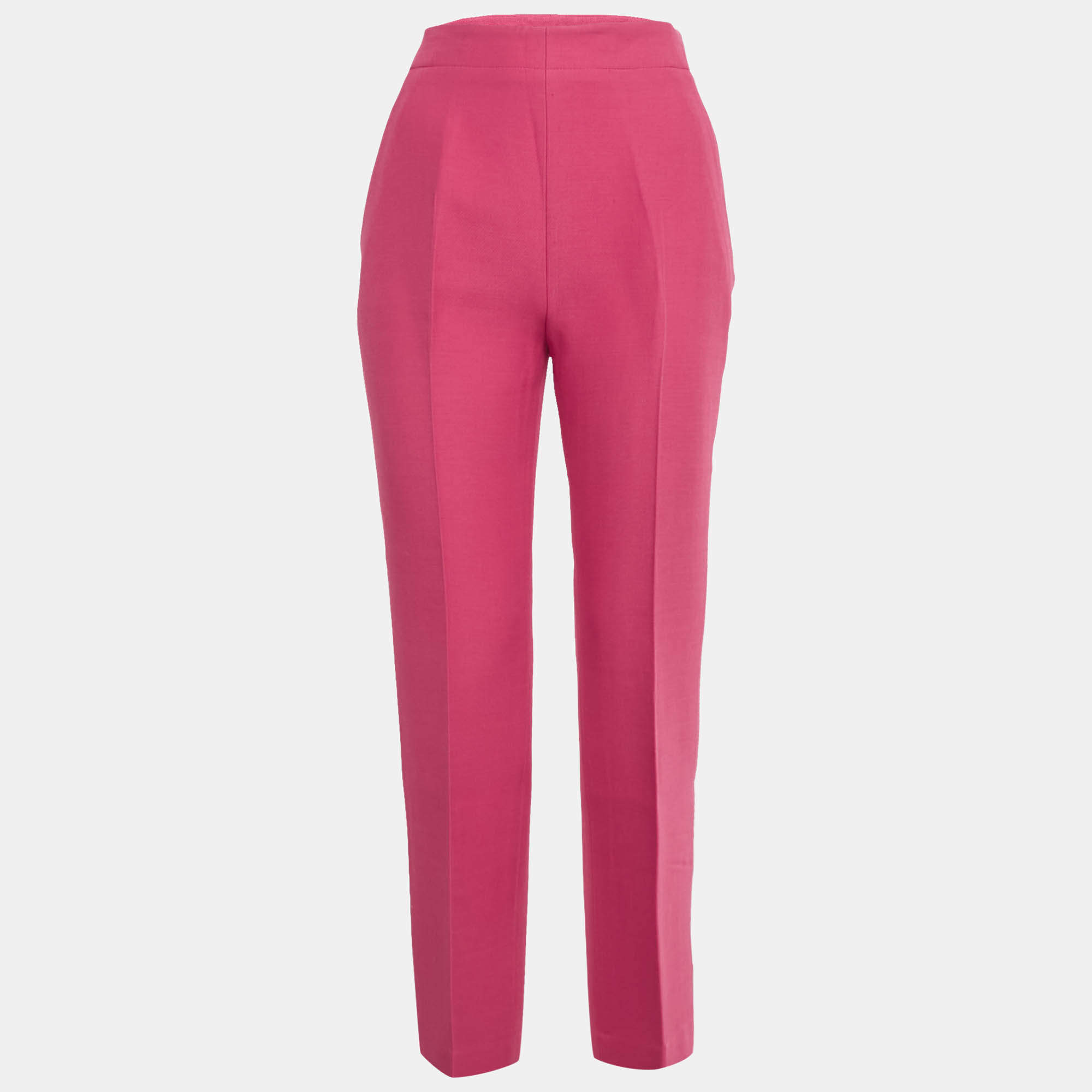 Pre Owned Dior Fuchsia Pink Wool Blend Straight Leg Trousers M 