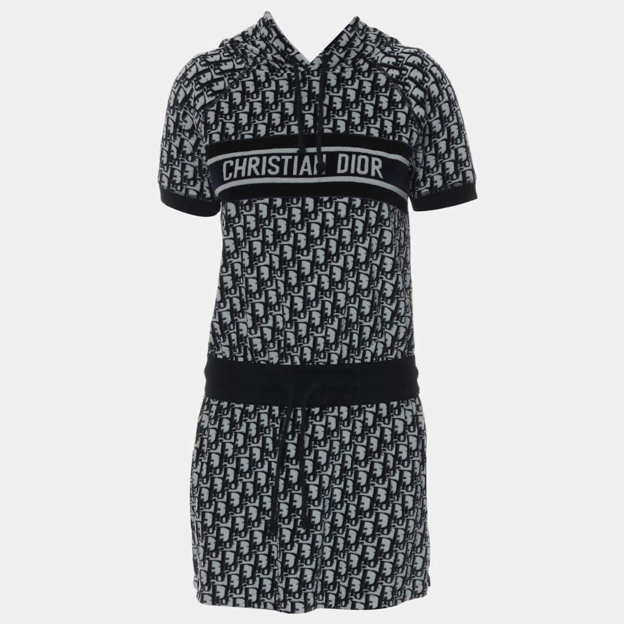 Pre Owned Dior Velour Hooded Dress Size XS