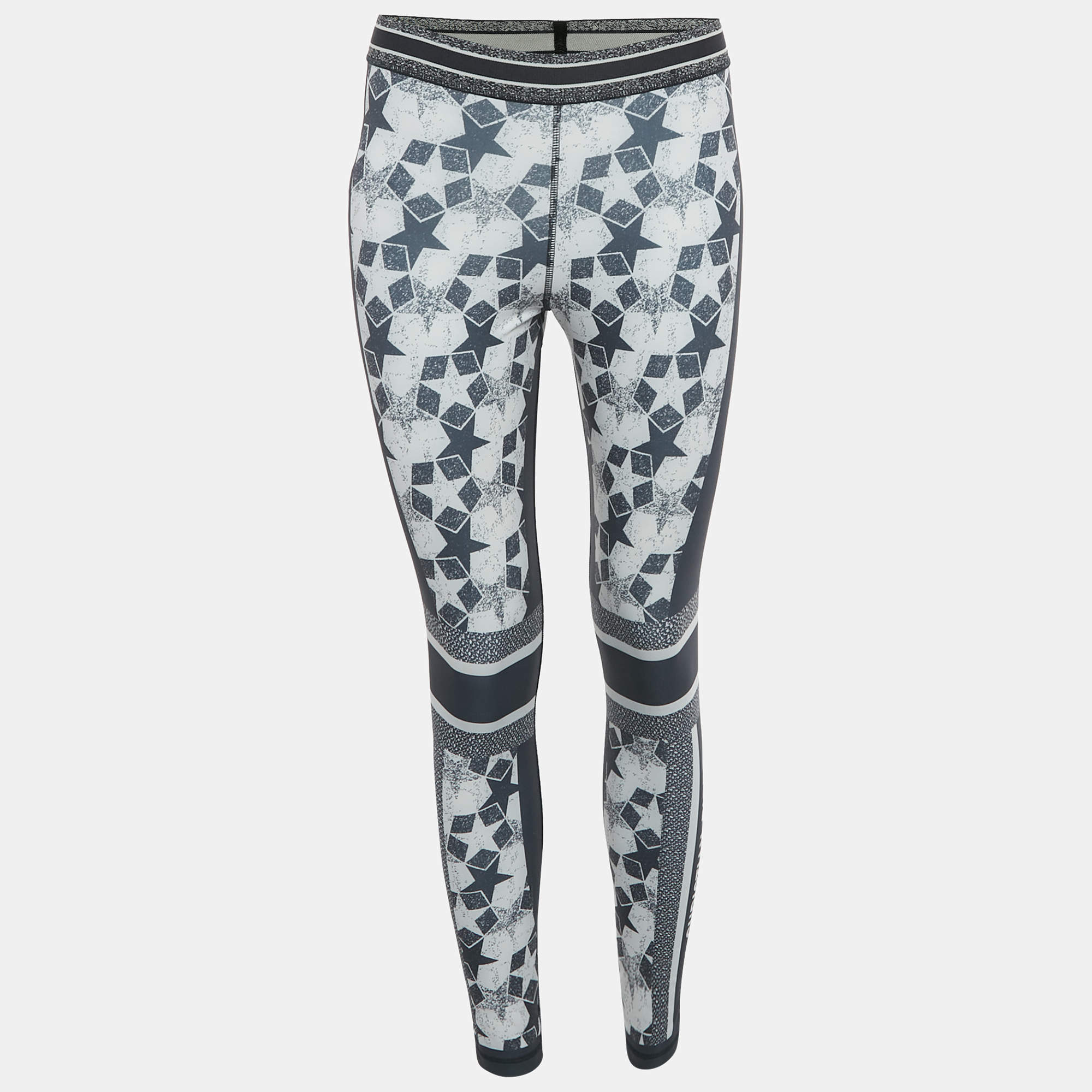 Pre Owned Christian Dior Blue Star Print Jersey Leggings XS 