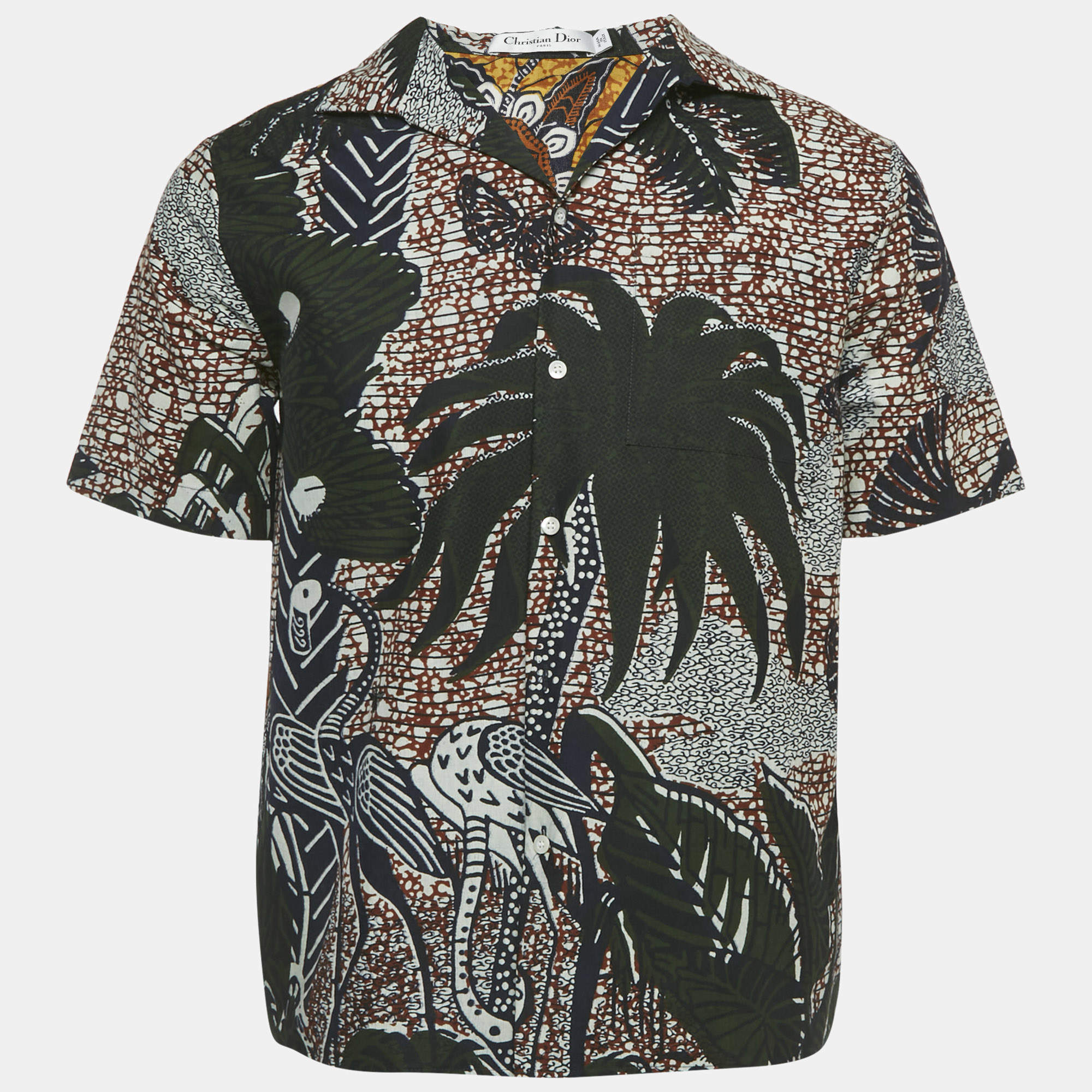 Pre Owned قميص كريستيان ديور قطني أخضر مطبوع مقاس متوسط - ميديم