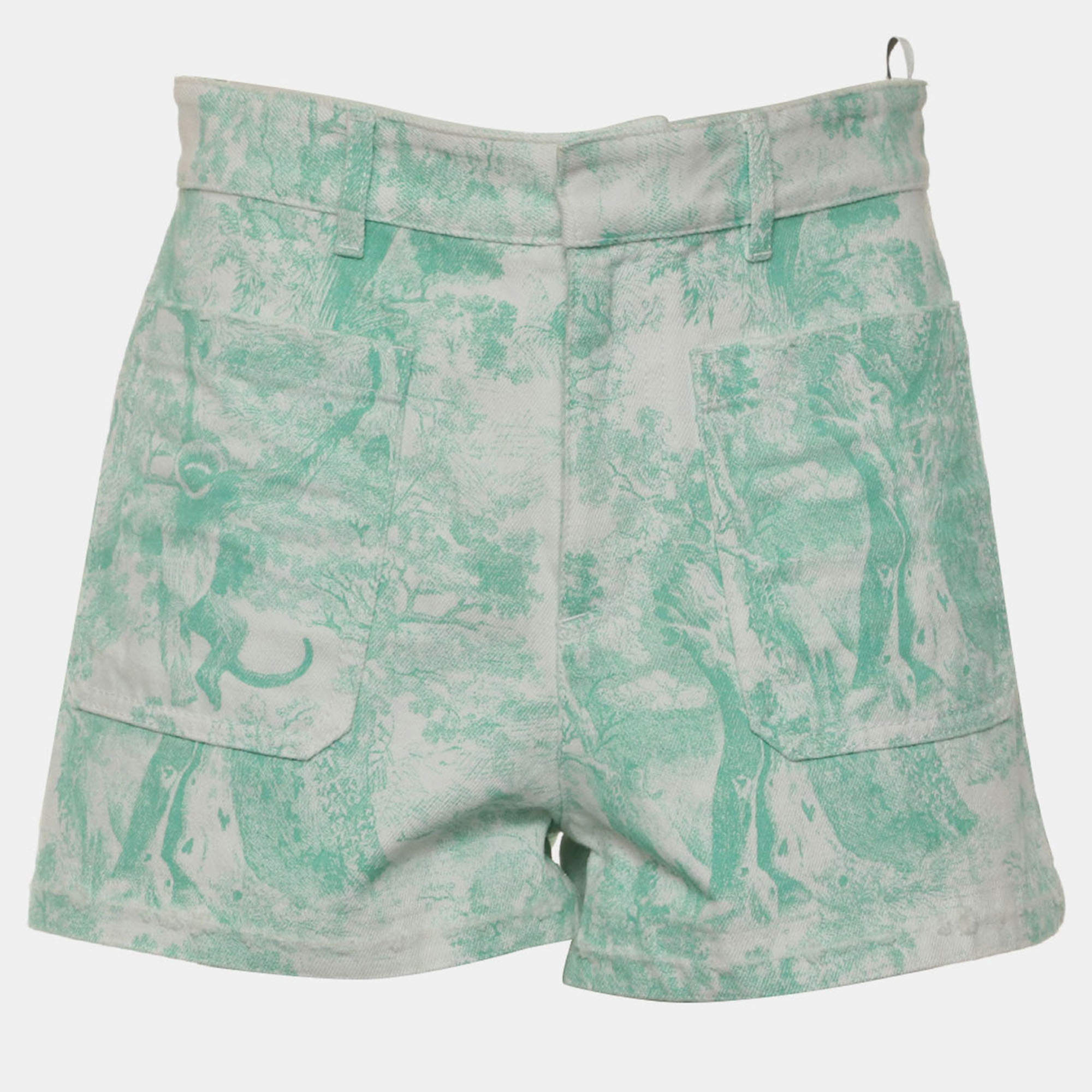 Pre Owned Dior Toile de Jouy Denim Shorts