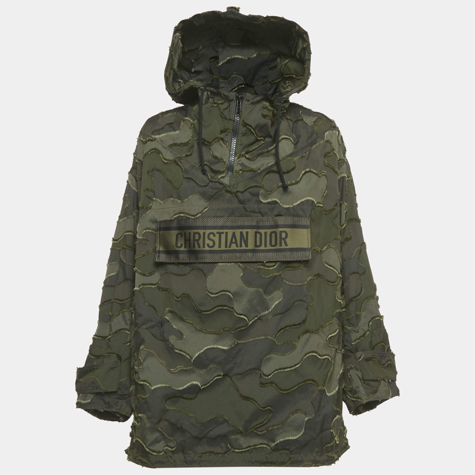 Pre Owned Dior Green Camouflage Synthetic Fil Coupe Anorak Hooded Jacket XS