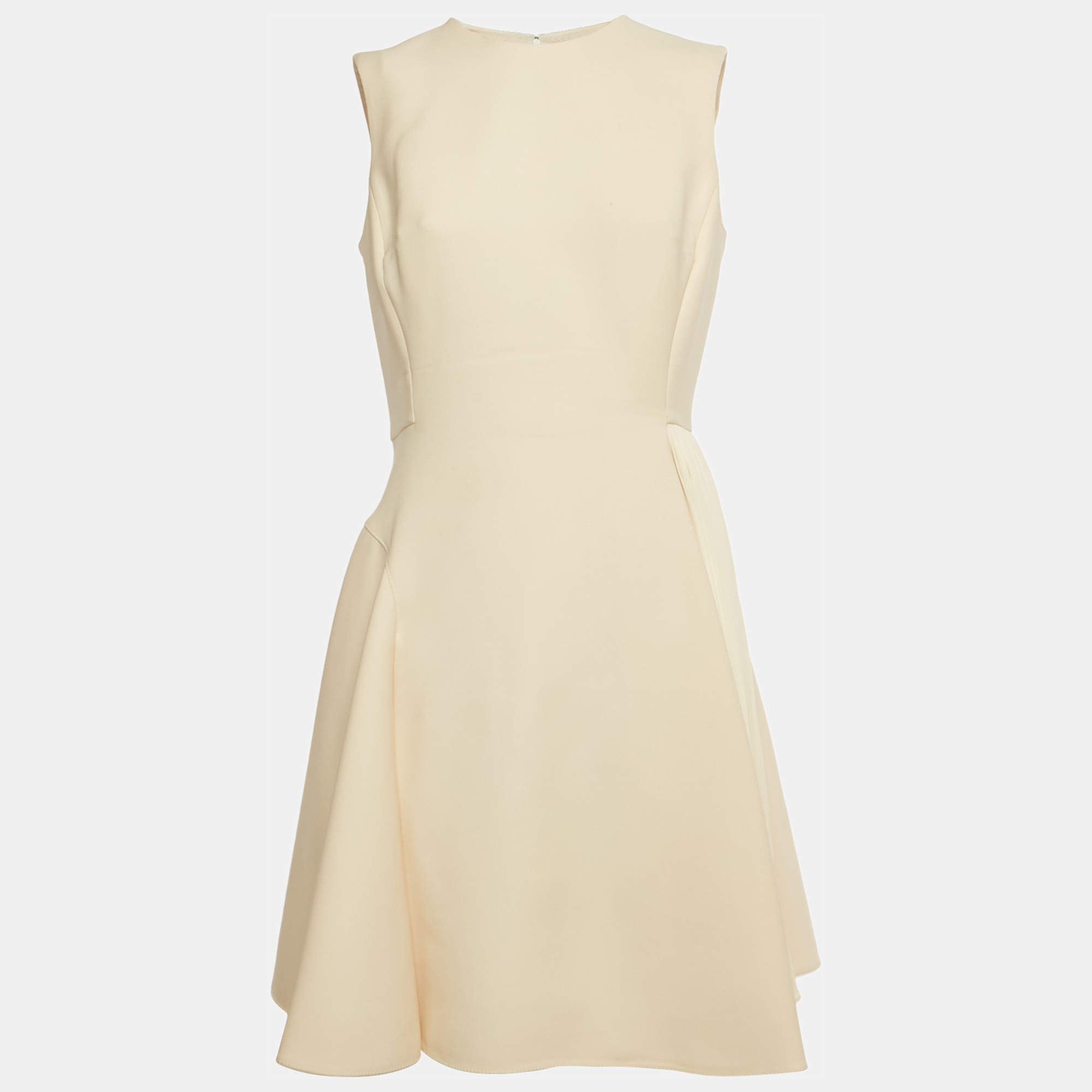 مملوكة مسبقًا Christian Dior Cream Wool Pleated Mini Dress M
