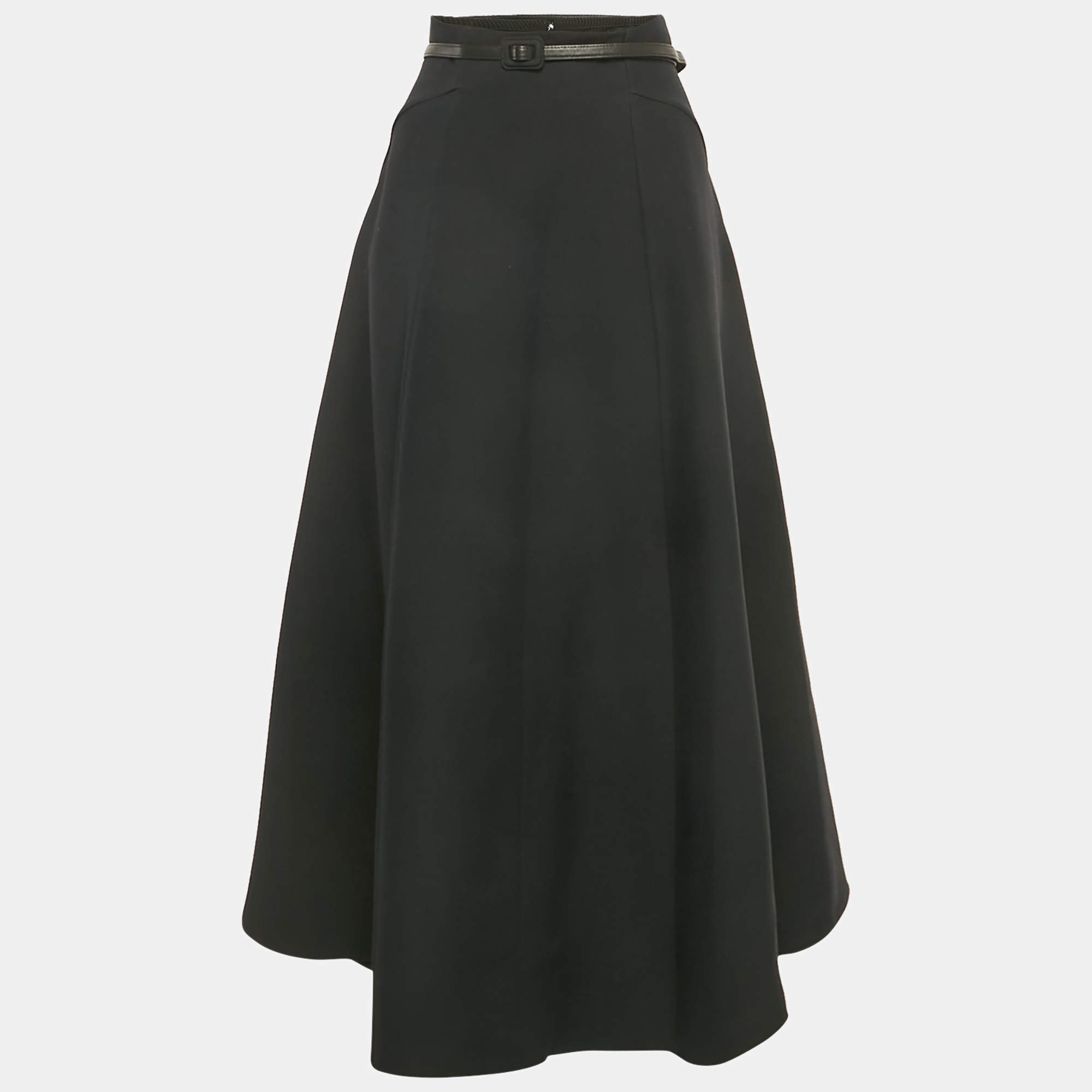 Pre Owned Christian Dior Black Wool Blend Midi Skirt XL