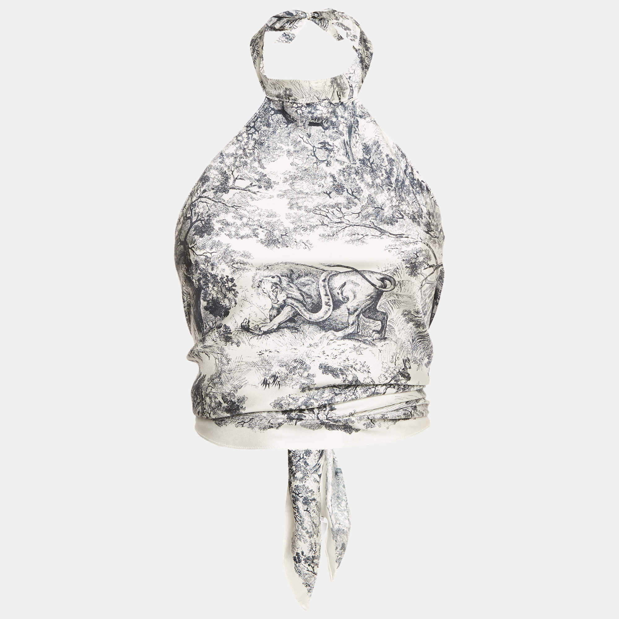 Pre Owned Dior Blue Dioriviera Toile de Jouy Sauvage Silk Top One Size