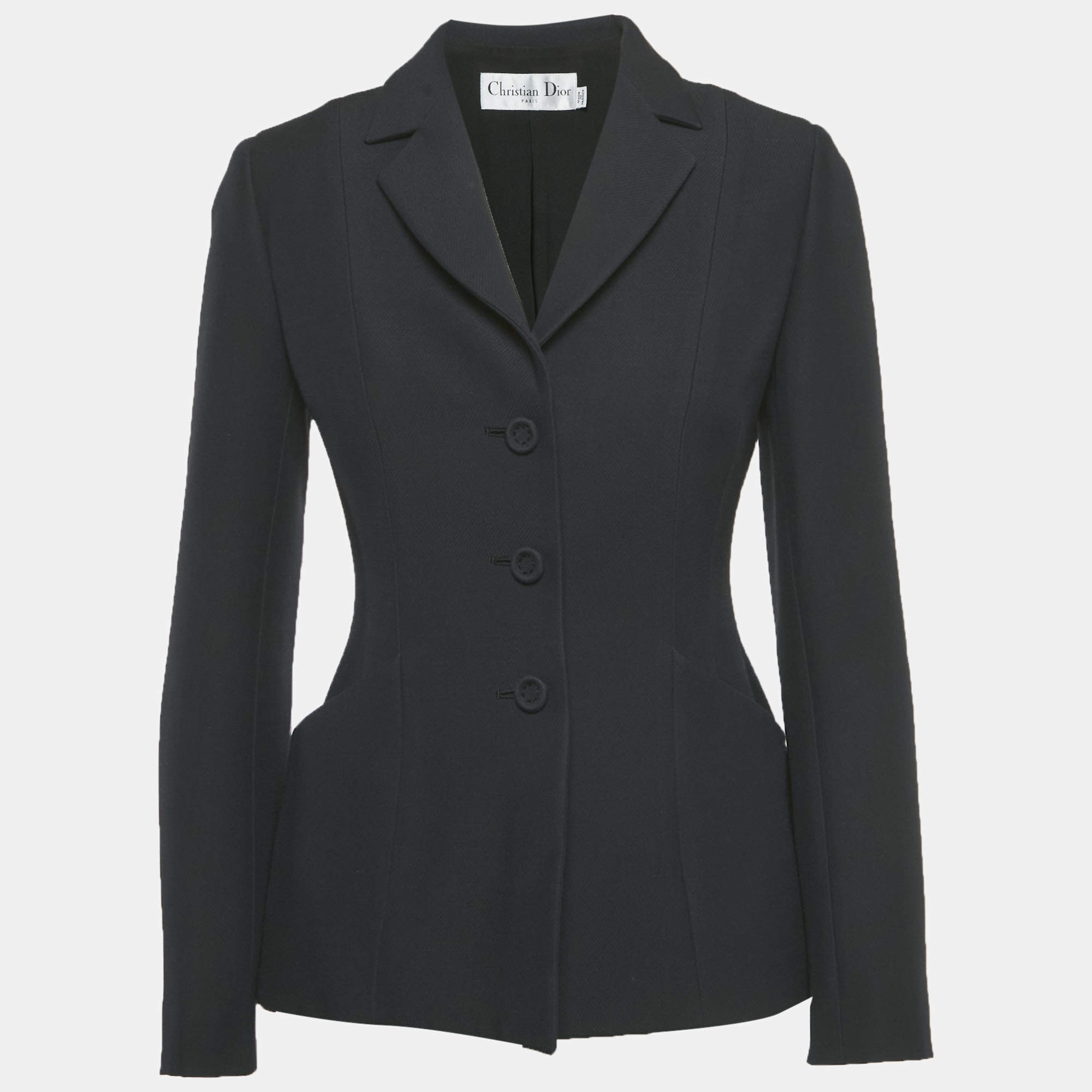 Pre Owned جاكيت كريستيان ديور بار 30 مونتين صوف أسود مقاس صغير