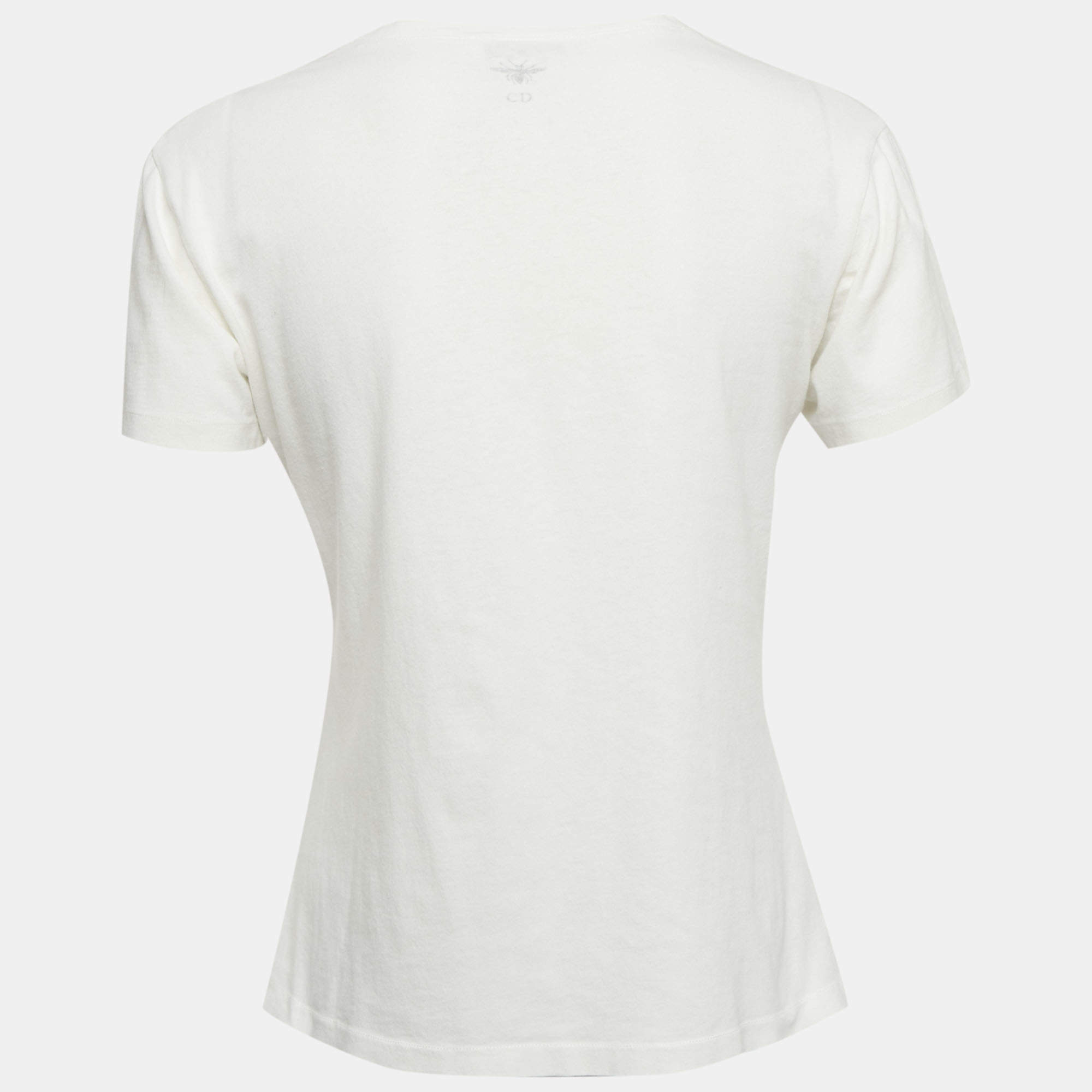 مملوكة مسبقًا Dior Ivory J'Adior 8 Print Cotton & Linen T-Shirt M