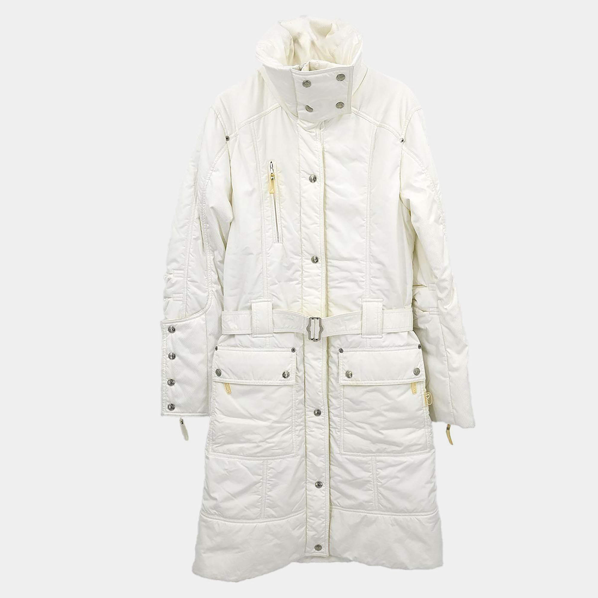 Pre Owned معطف كريستيان ديور أبيض بزر واحد مقاس 38