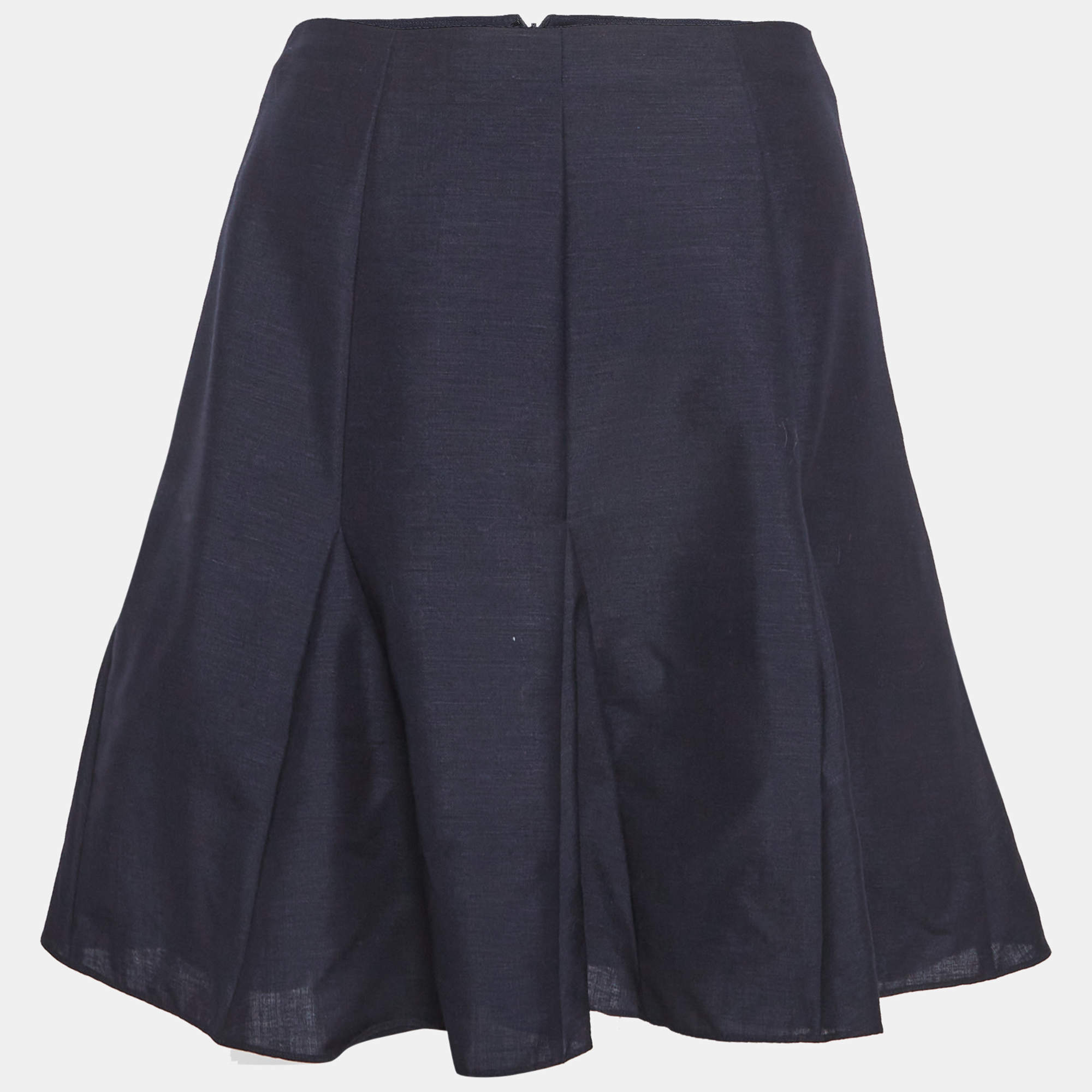 مملوكة مسبقًا تنورة كريستيان ديور صوف مزيج كحلي منتشرة صغيرة