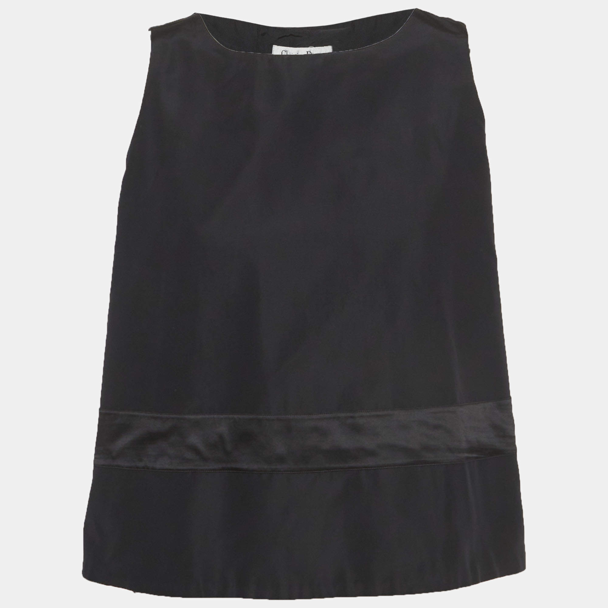 Pre Owned تاپ كريستيان ديور قطن مزيج أسود بلا أكمام مقاس متوسط - ميديام