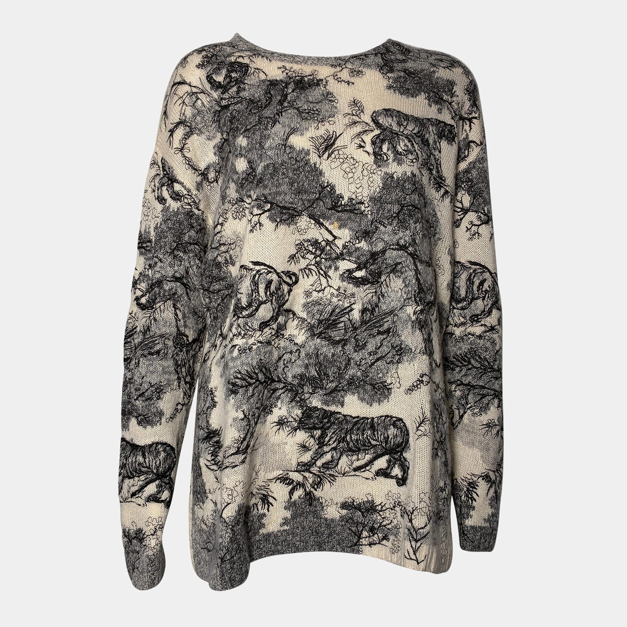 Pre Owned Dior Beige Printed Knit Sweater