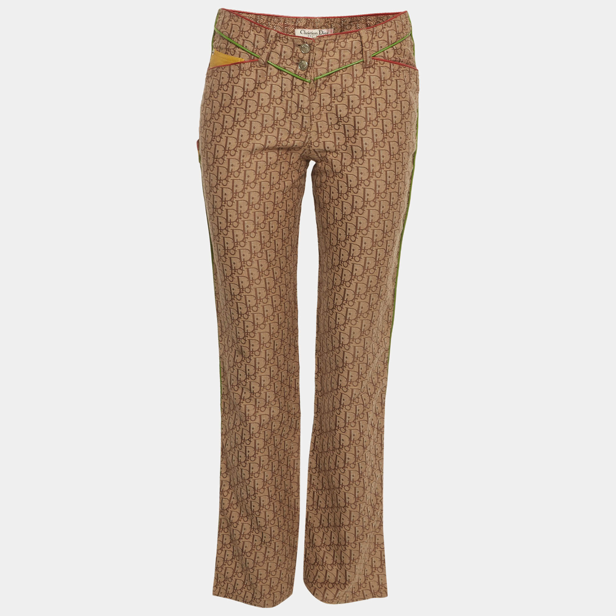 Pre Owned Christian Dior Boutique Brown Monogram Denim Rasta Jeans M