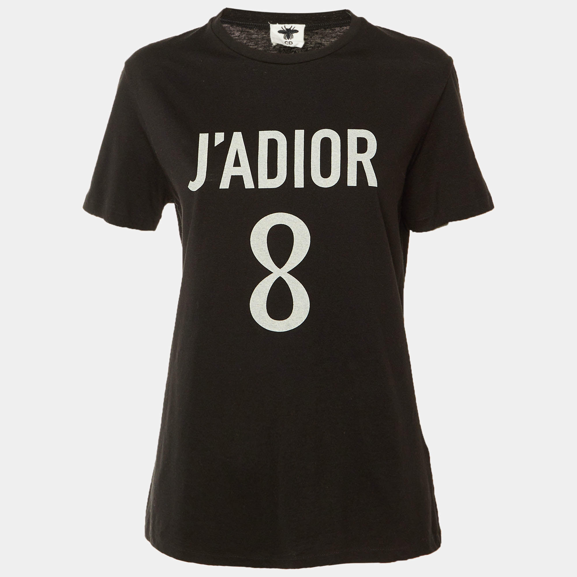 Pre Owned Dior Black J'Adior 8 Printed Cotton Knit T-Shirt M