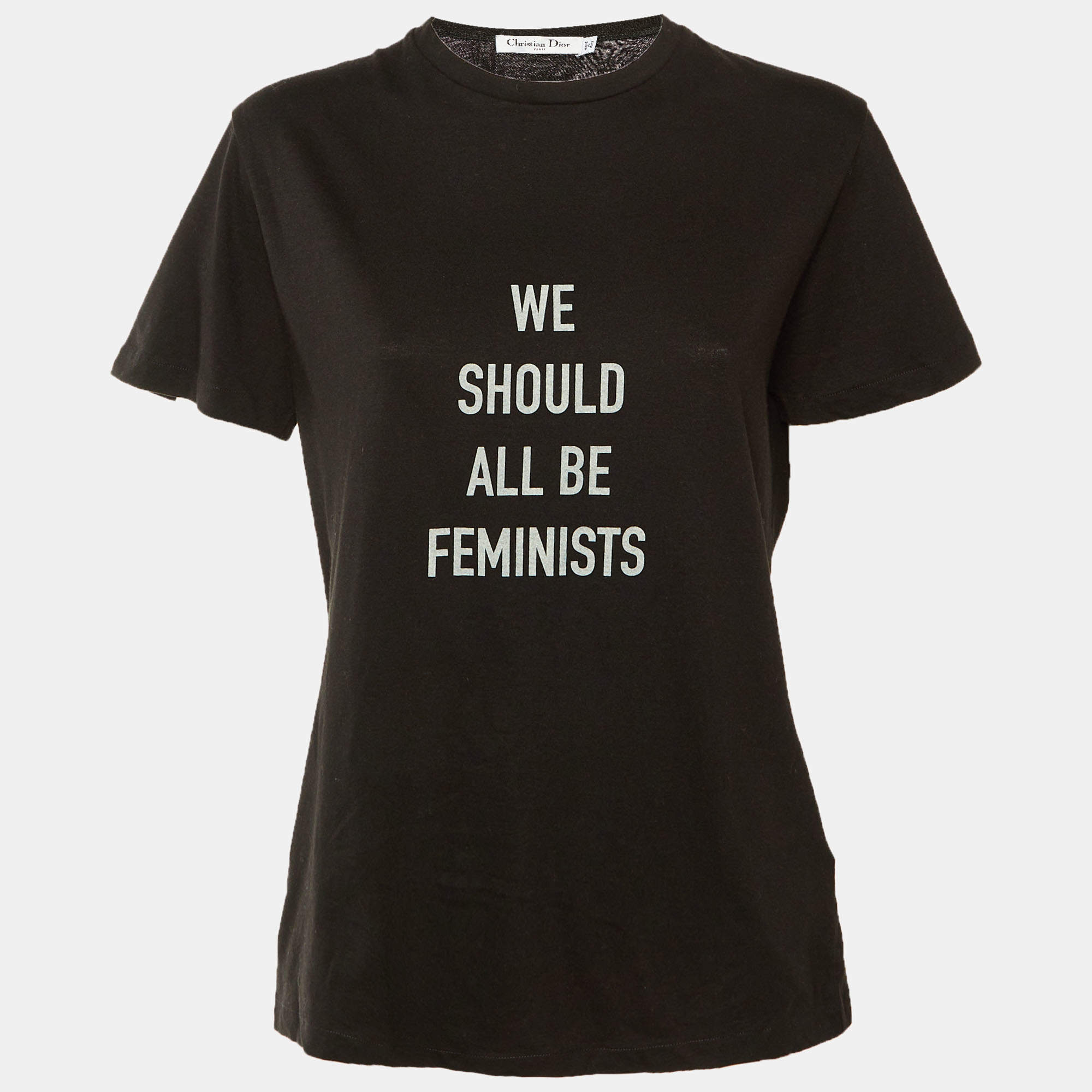 مملوكة مسبقًا Dior Black Cotton "We Should All Be Feminists" T-Shirt M