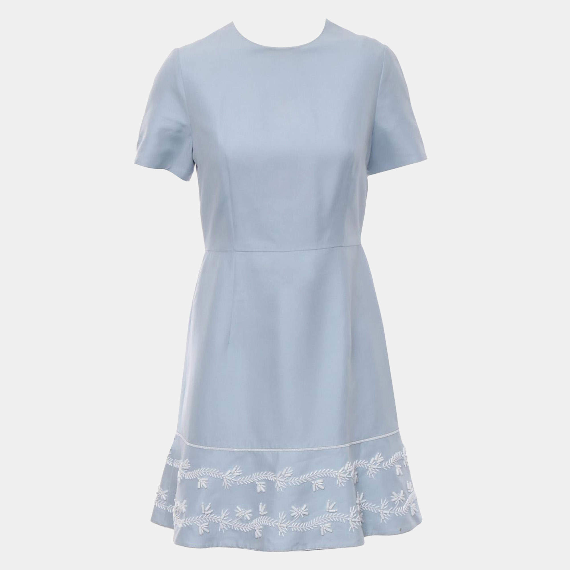 Pre Owned Dior Blue Embellished Hem Dress