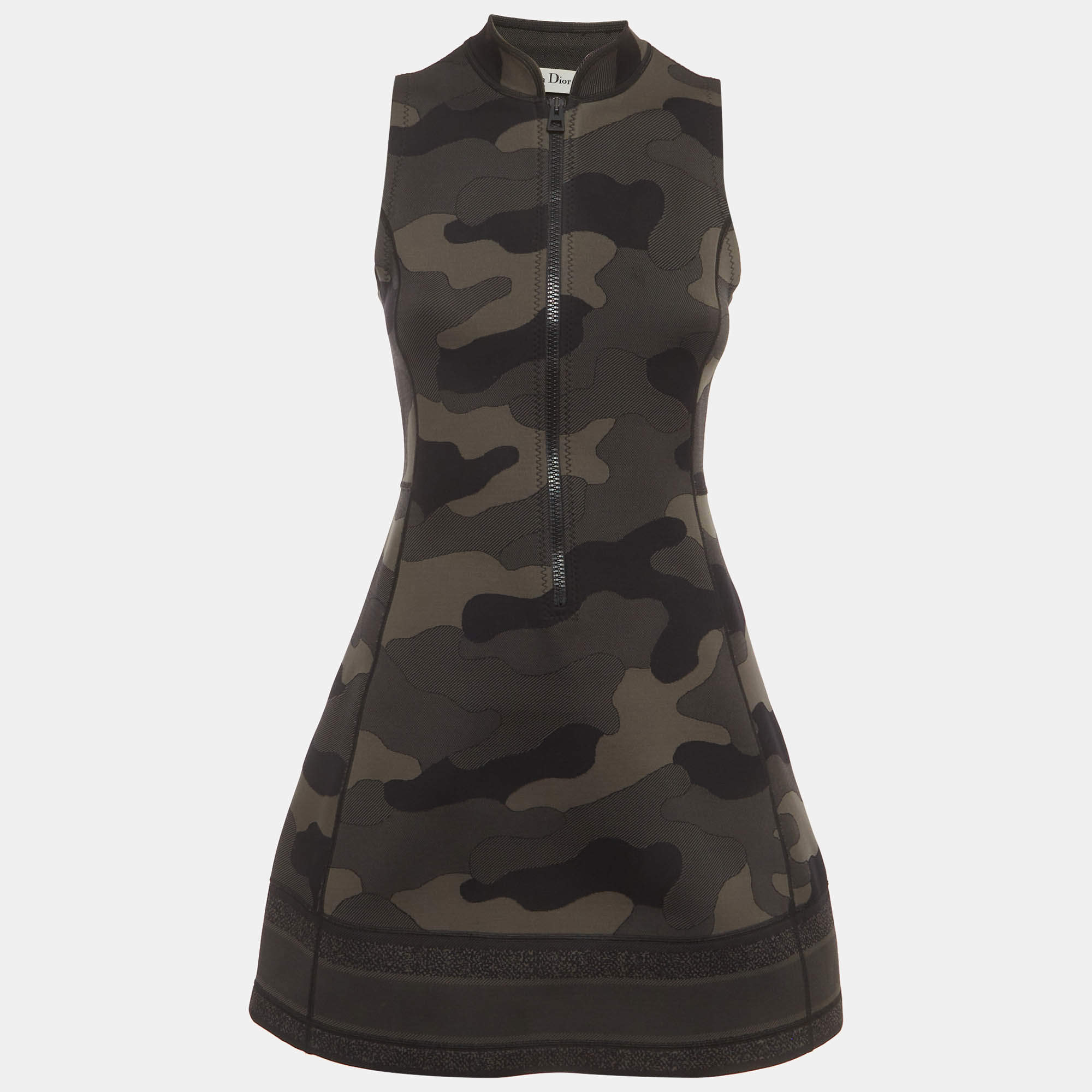 مملوكة مسبقًا Christian Dior Green Nylon High Neck Mini Dress S