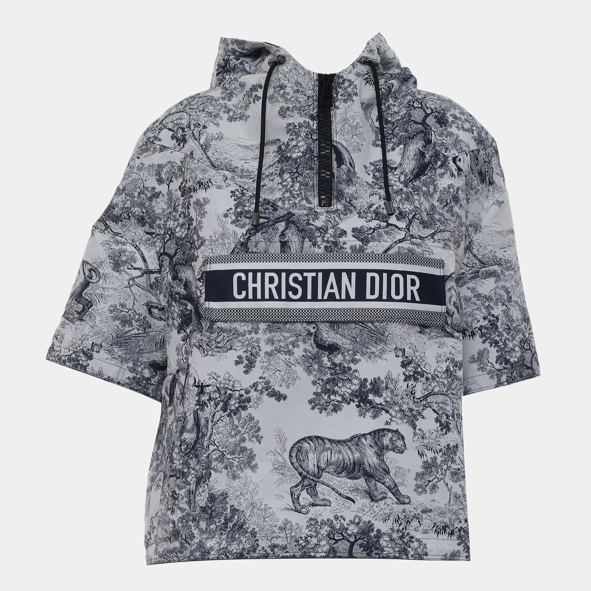 Pre Owned Dior Dioriviera Cropped Toile De Jouy Hoodie Jacket M
