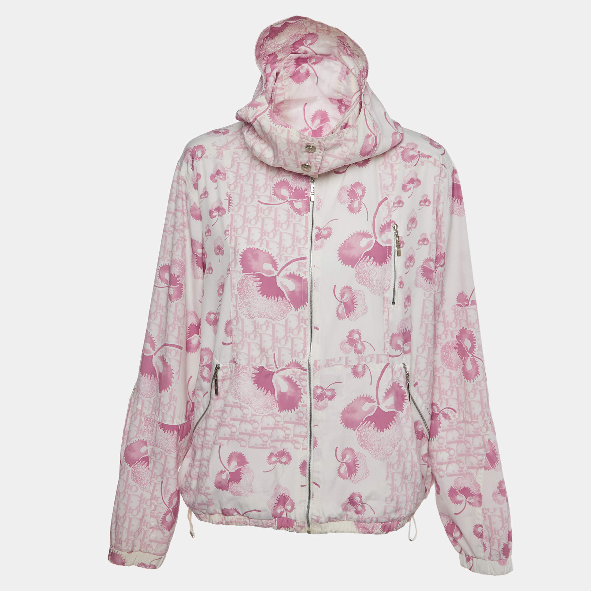 Pre Owned Christian Dior Vintage White Cherry Blossom Diorissimo Synthetic Jacket M