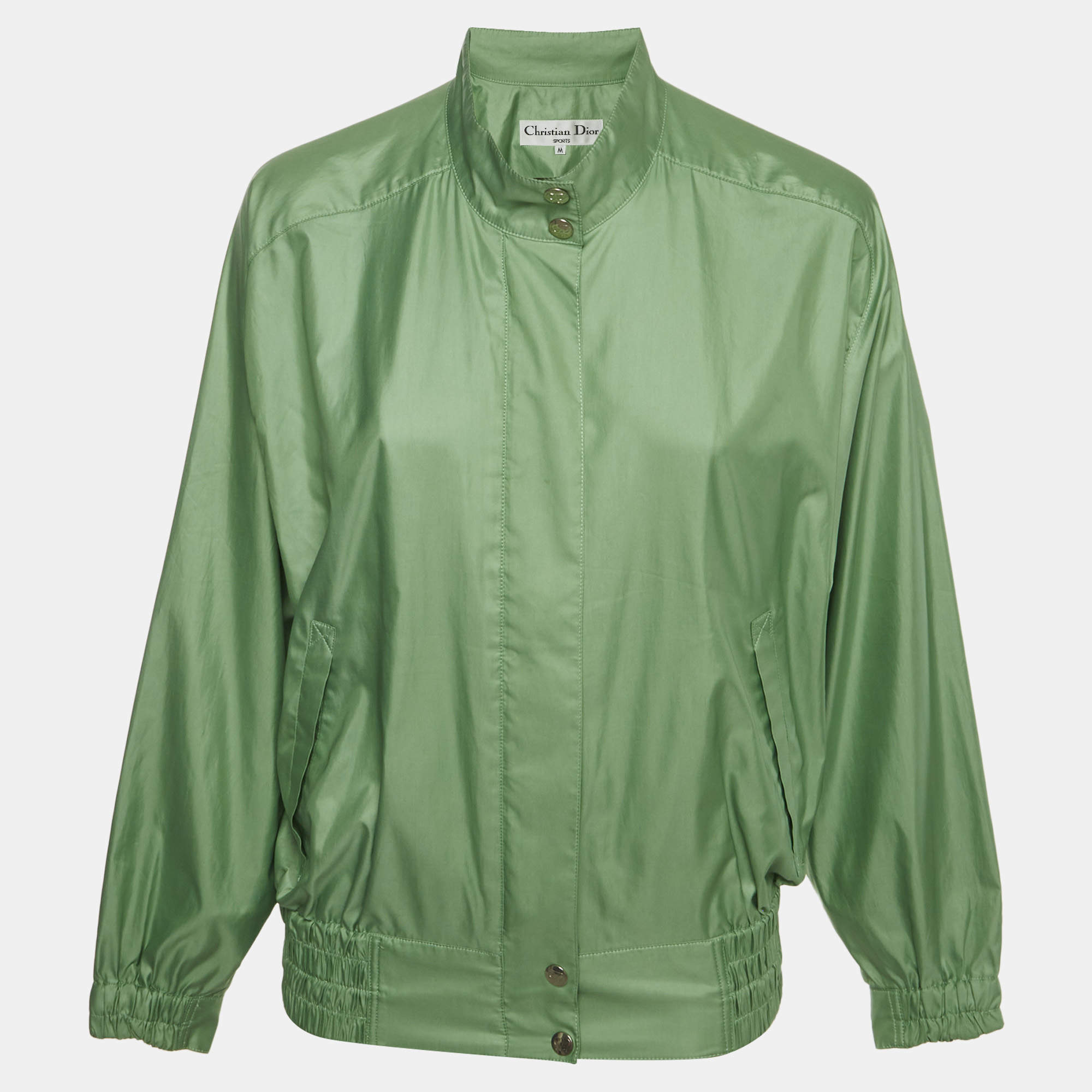 Pre Owned Christian Dior Sports Vintage Green Logo Print Nylon Windbreaker Jacket M
