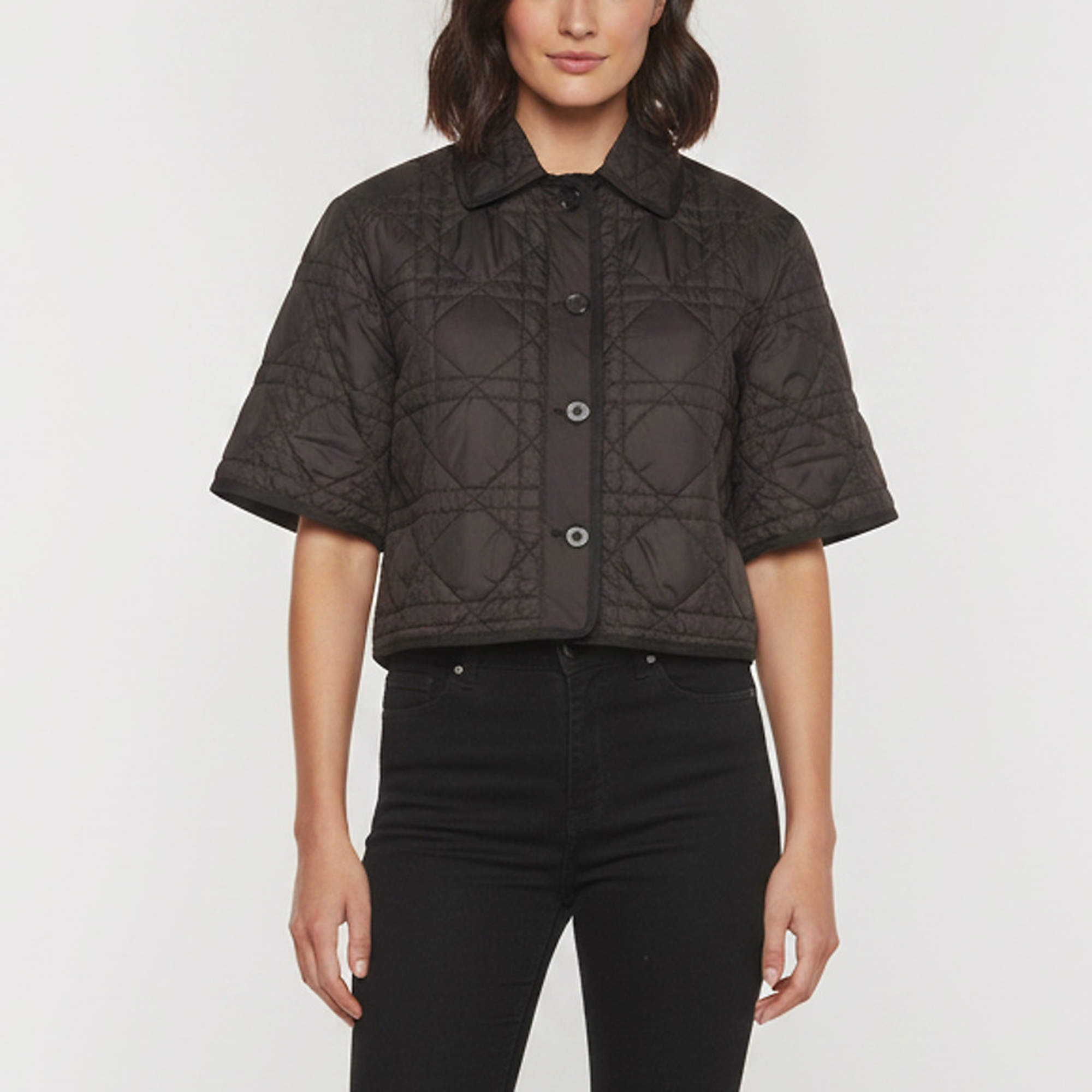 Pre Owned Christian Dior Black Macrocannage Quilted Synthetic Jacket M