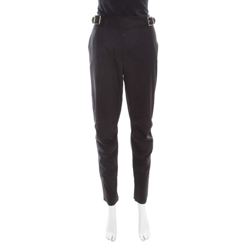 مملوكة مسبقًا Dior Black Wool Wrap Buckle Detail Trousers M