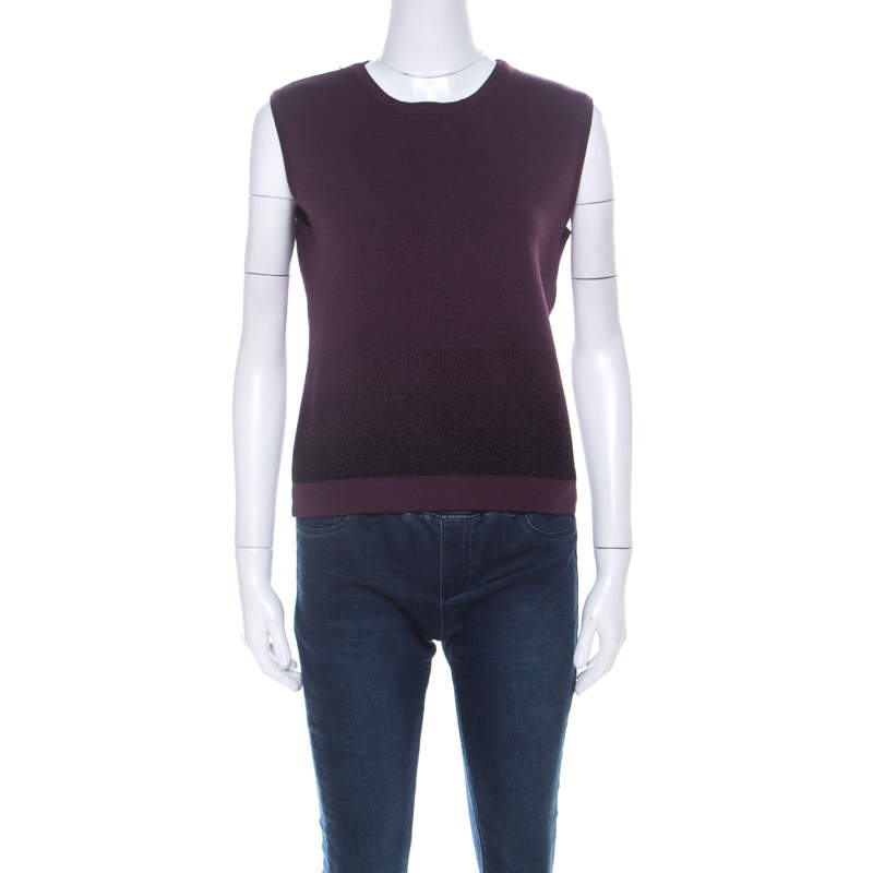 Dior Dark Purple Lurex Knit Ombre Sleeveless Sweater L 