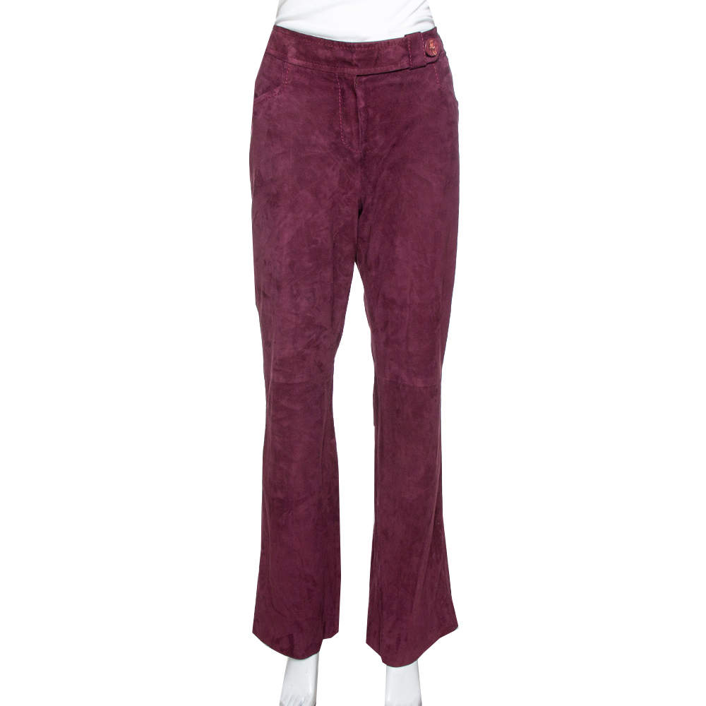 مملوكة مسبقًا Dior Bordeaux Suede Flared Trousers M