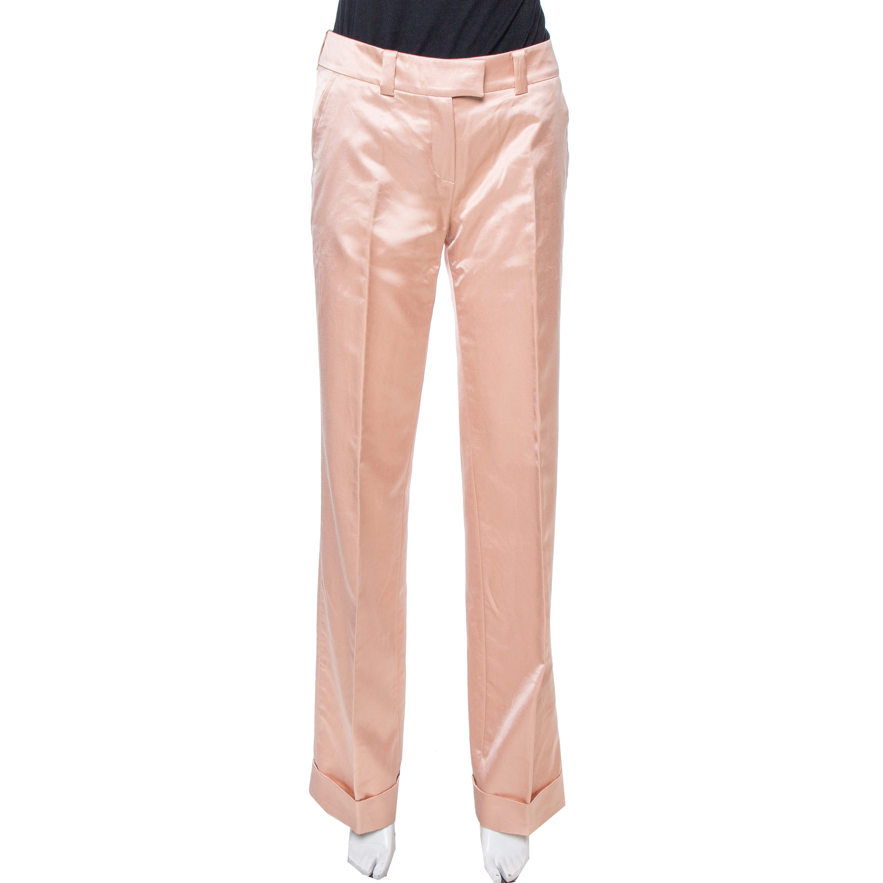 Dior Boutique Peach Satin Flared Trousers S