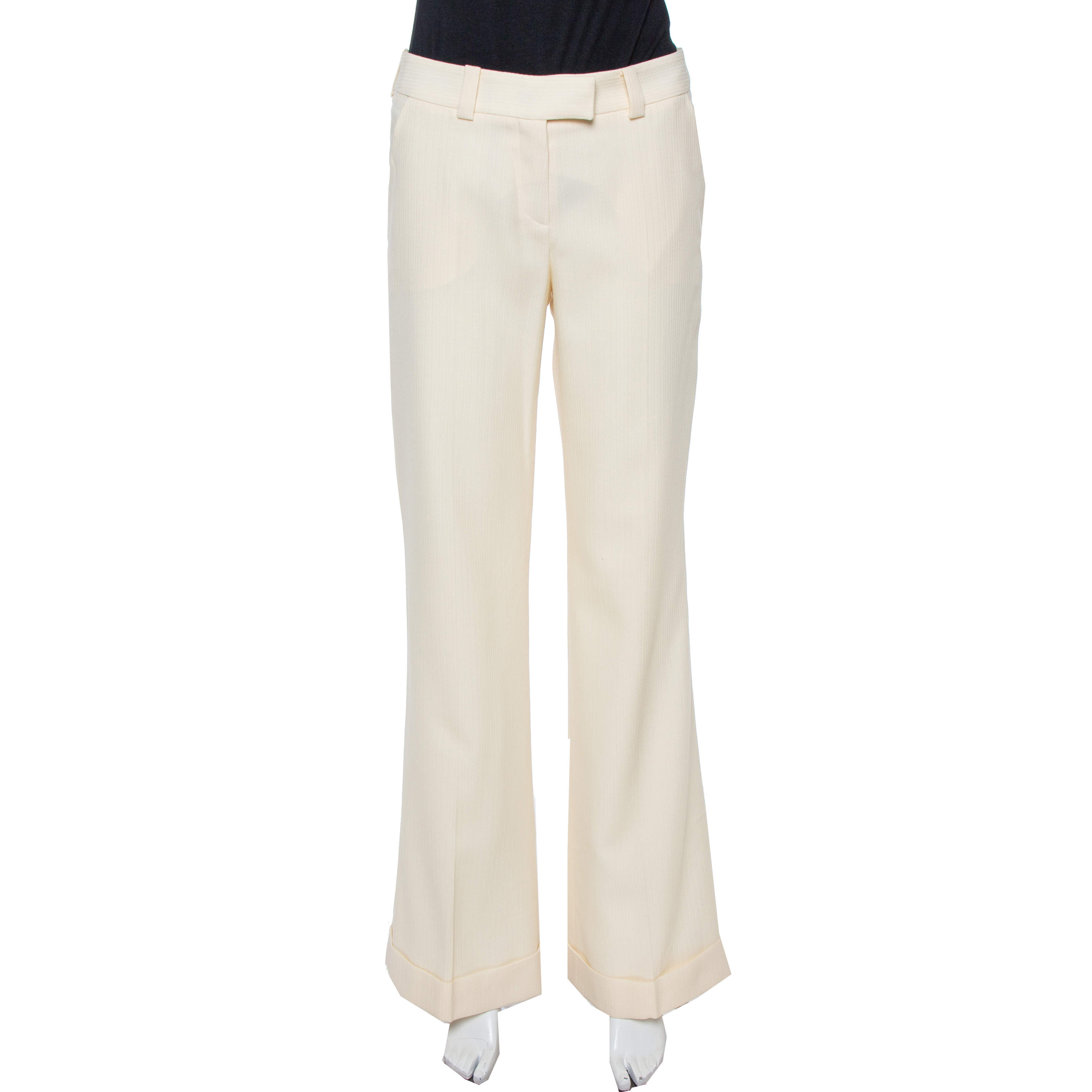 مملوكة مسبقًا Dior Boutique Cream Wool Flared Trousers S