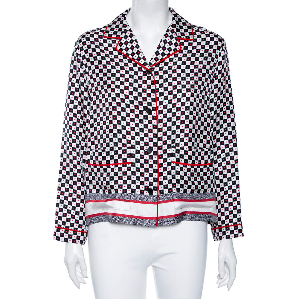 Pre Owned Dior Multicolored Printed Silk Pocketed Pajama Shirt S