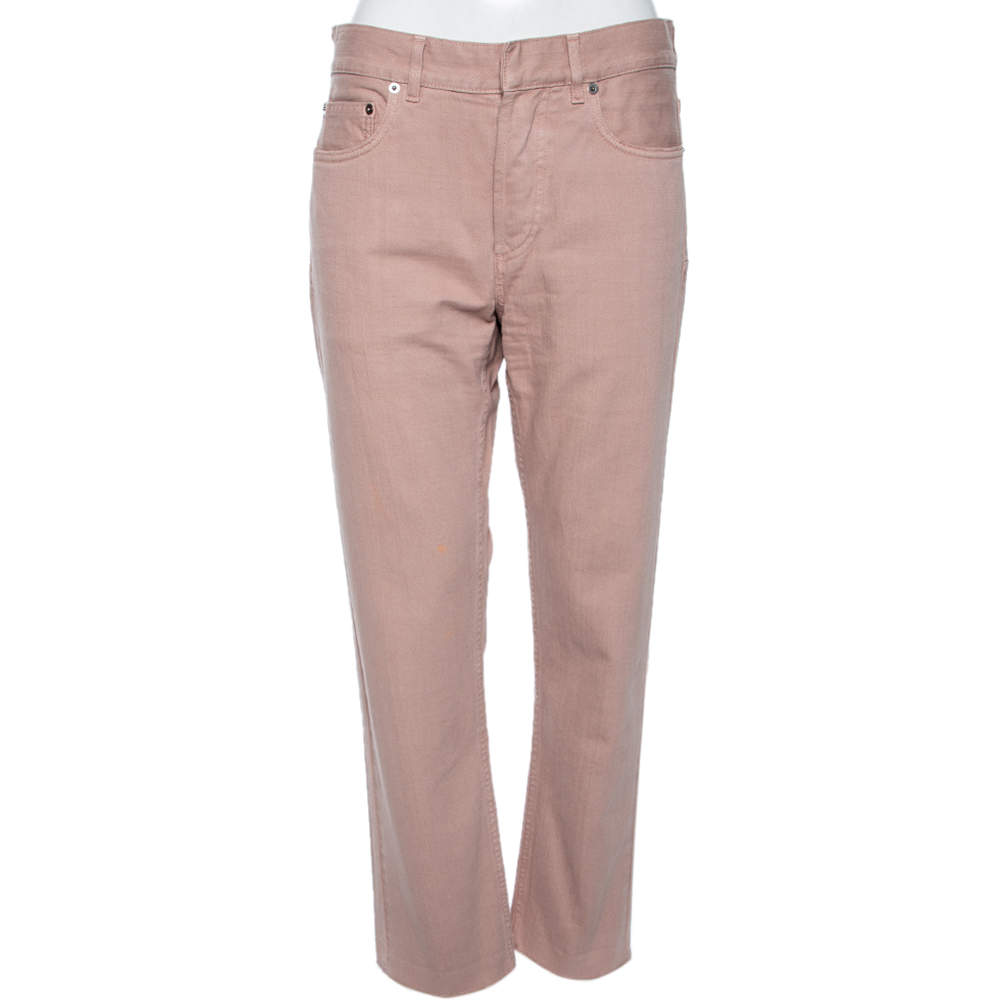 Pre Owned Dior Dusky Pink Denim Frayed Detail Jeans S 