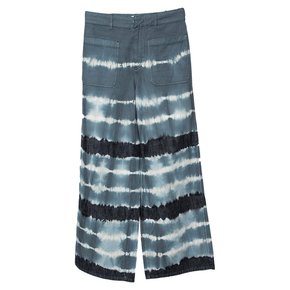 Dior Blue/Grey Tie-Dye Printed Denim Patch Pocket Details Jeans S