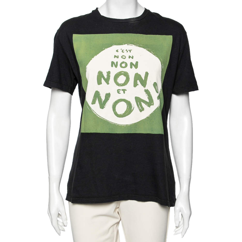 Dior Black Printed Cotton Short Sleeve T-Shirt M
