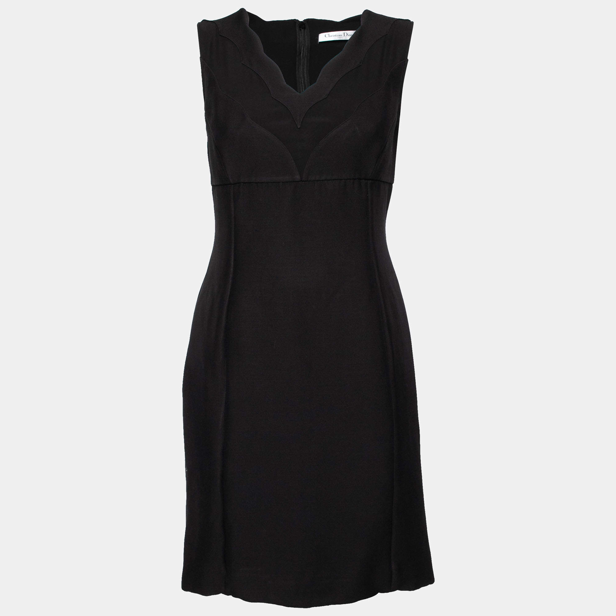 Dior Black Wool Crepe Sleeveless Short Dress M 