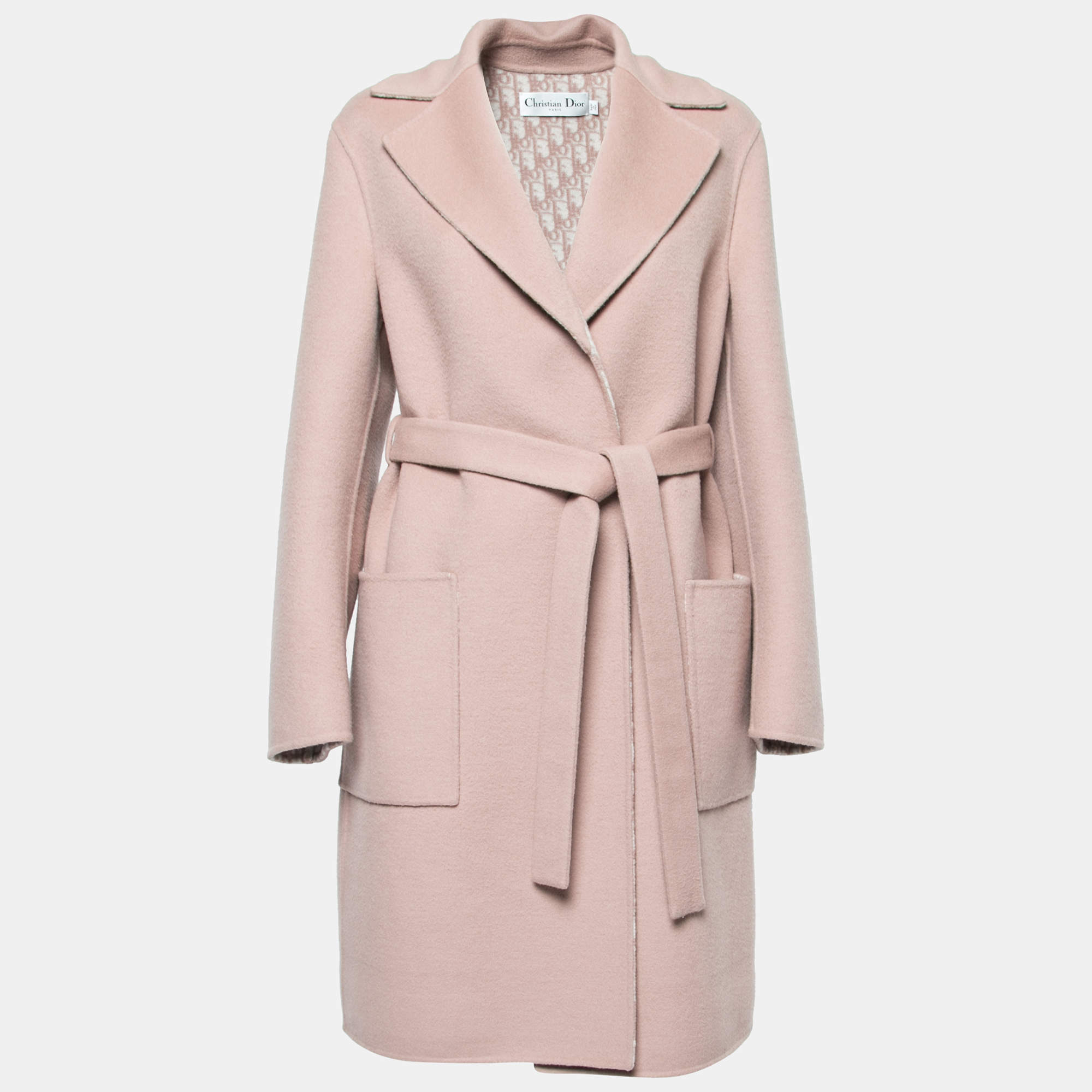 Dior Dusky Pink Wool Belted Coat M 