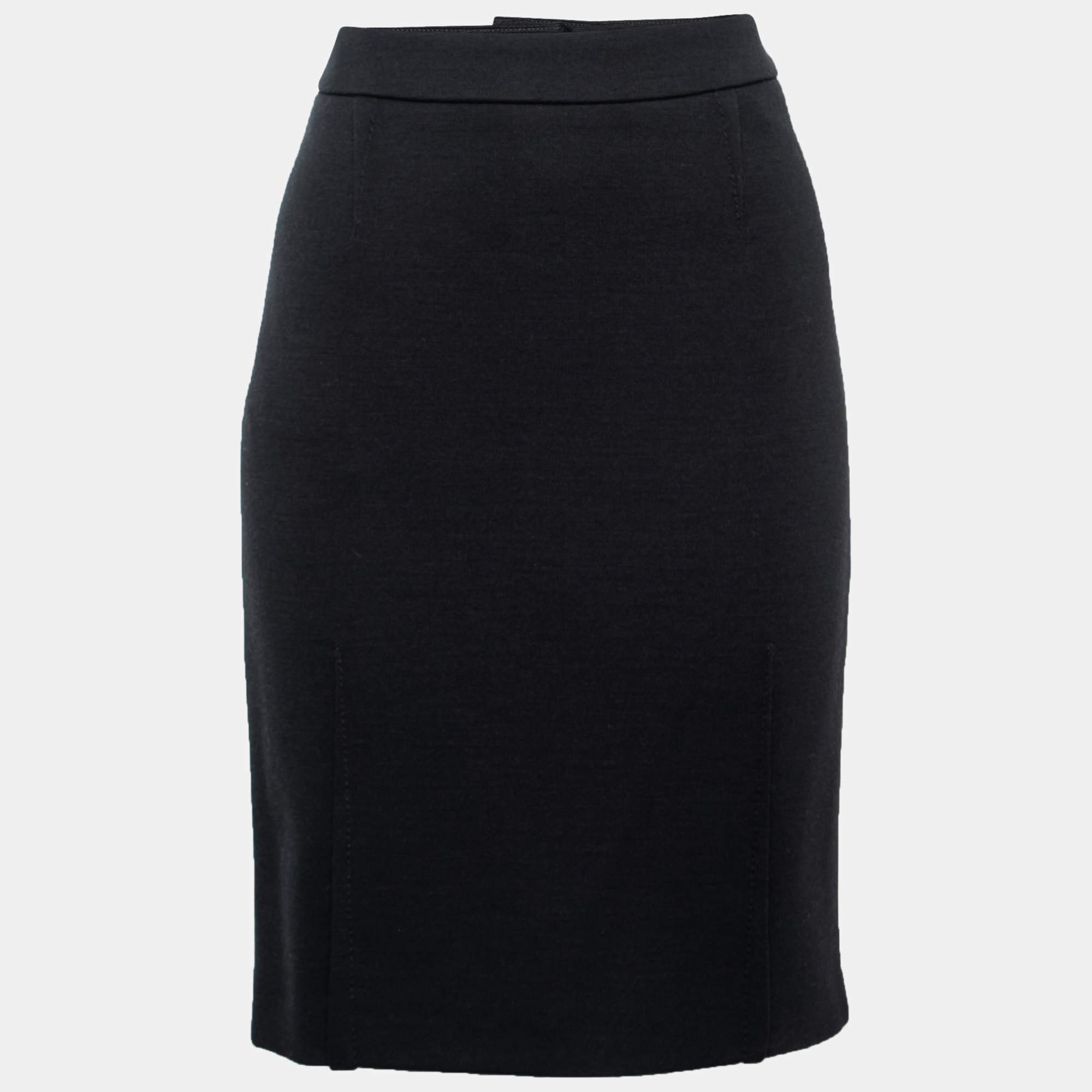 Dior Black Wool Pencil Skirt M