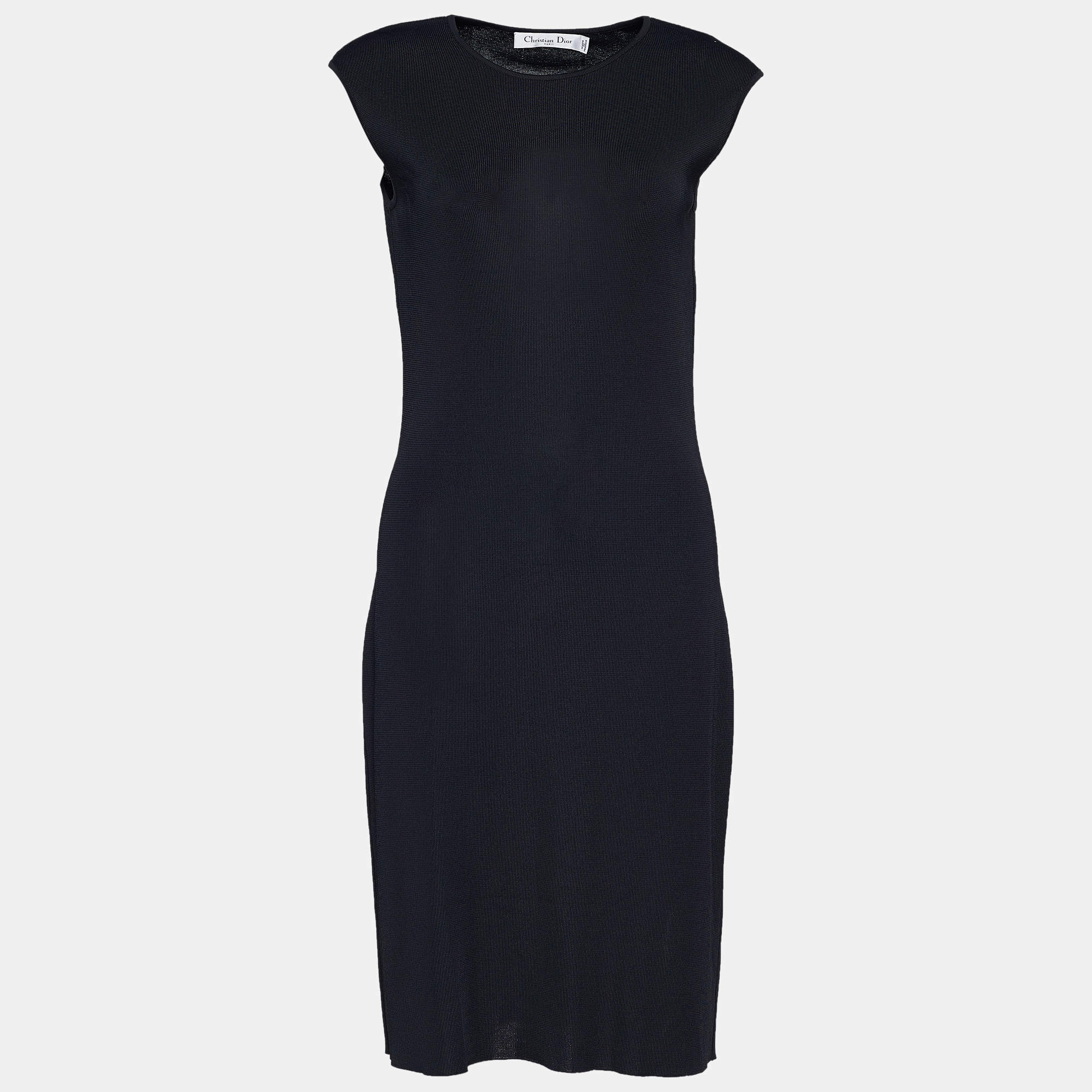 Dior Black Knit Sleeveless Shift Dress M