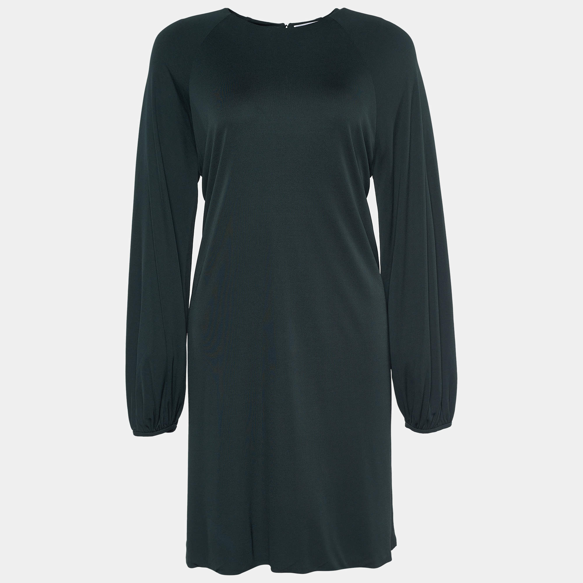 Pre Owned Dior Dark Green Crepe Raglan Sleeve Dress S