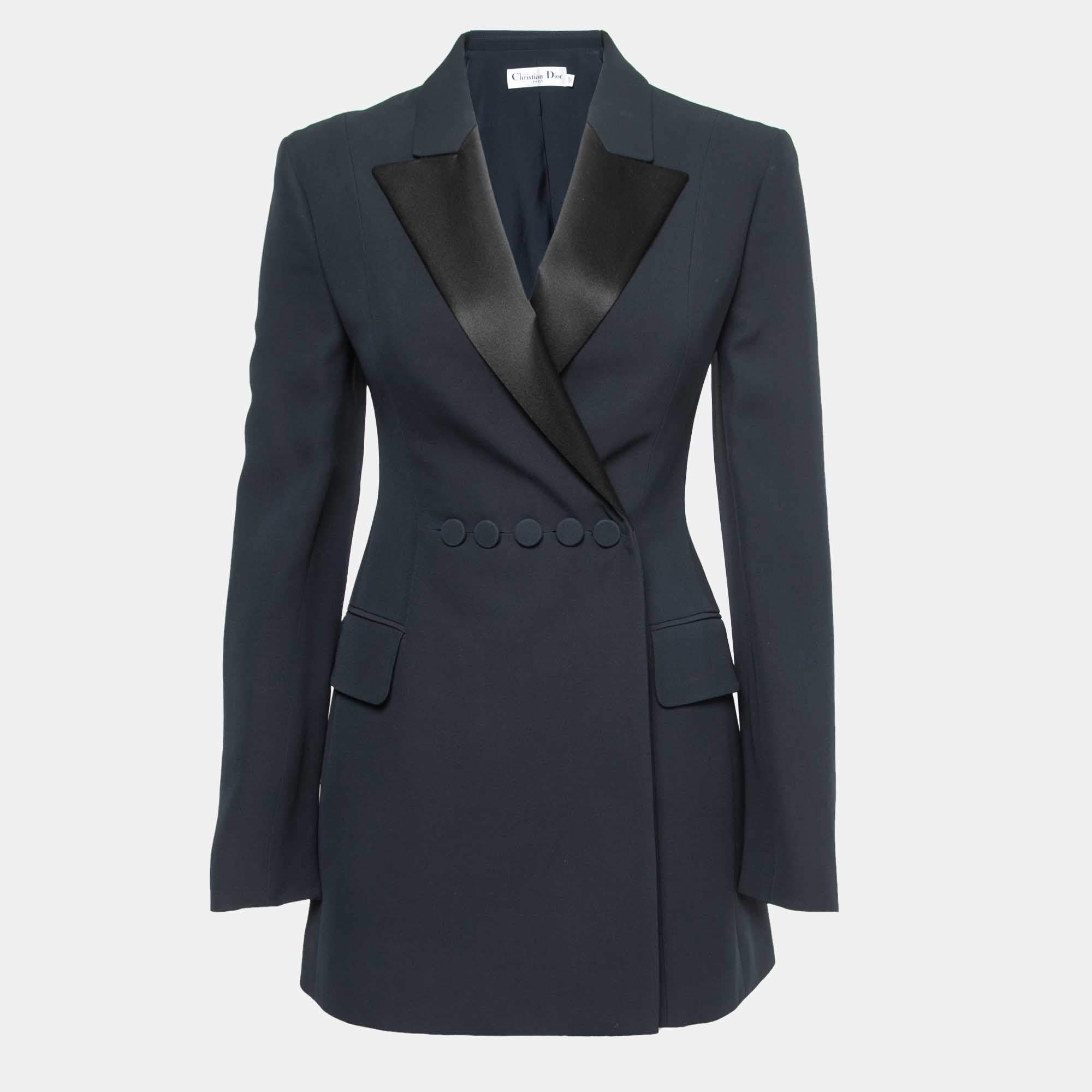Christian Dior Midnight Blue Crepe & Silk Blazer S