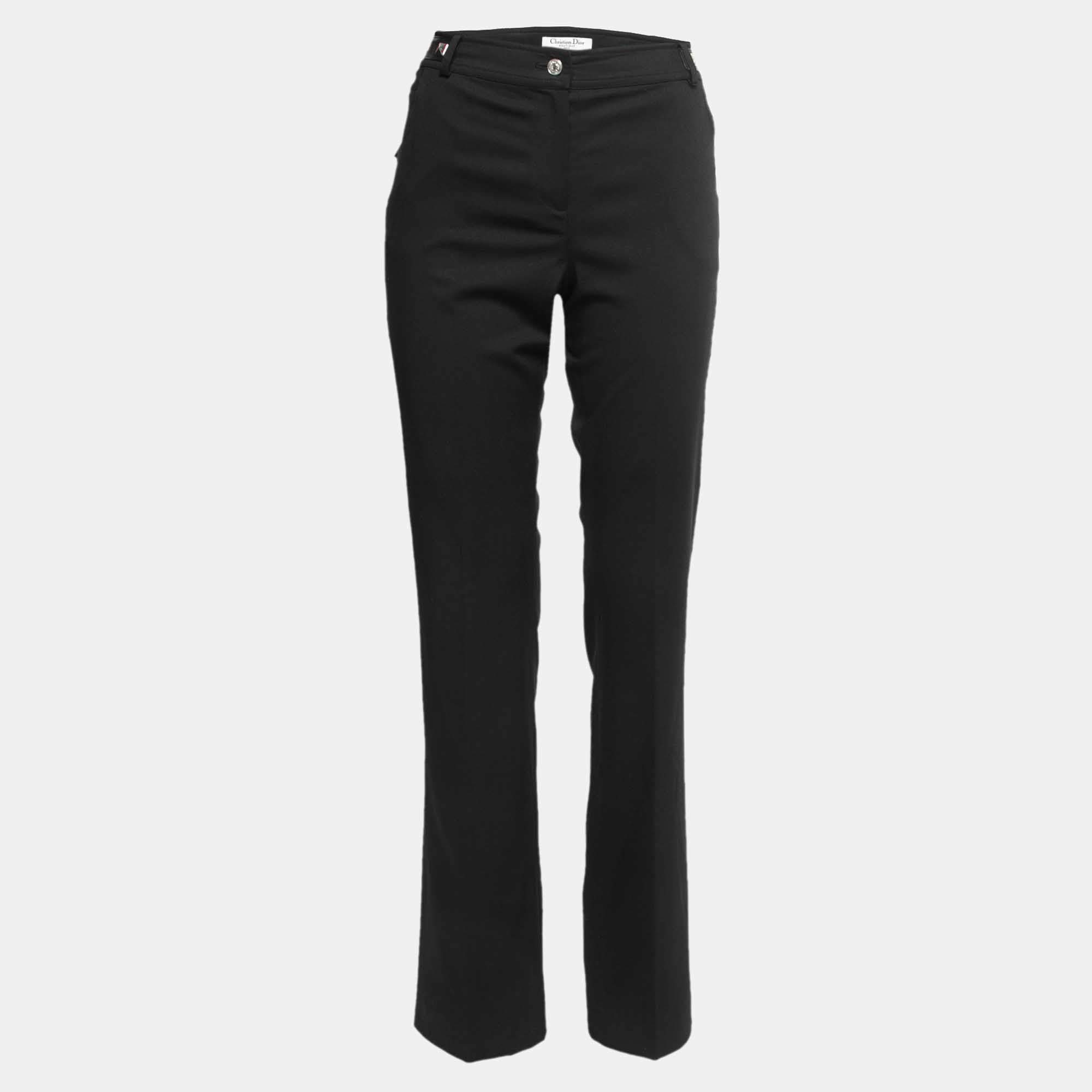 Pre Owned Christian Dior Boutique Vintage Wool Studded Strap Detail Trousers L