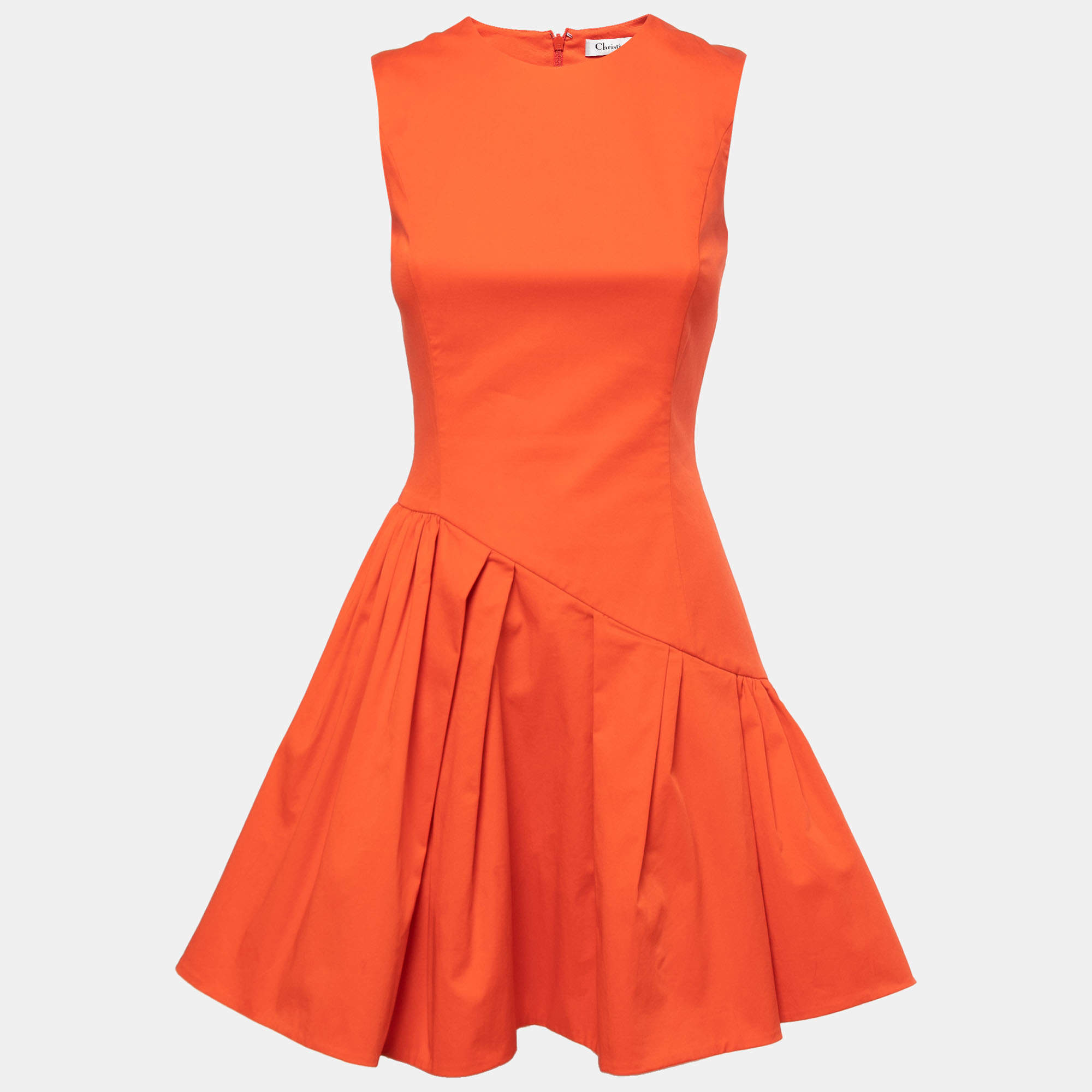 Christian Dior Red Cotton Sleeveless Flared Mini Dress S