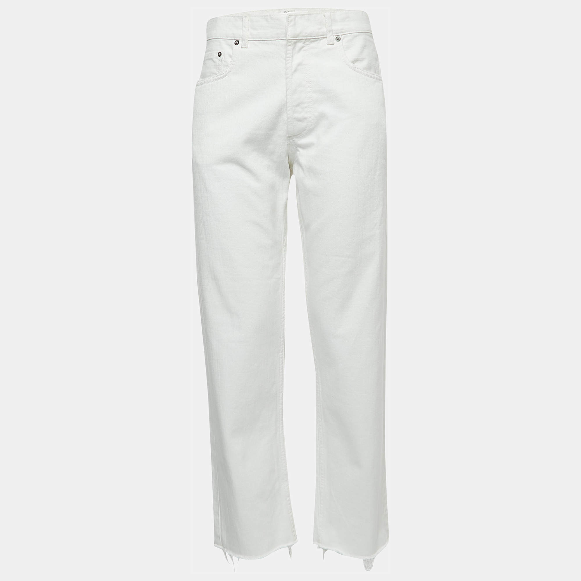Christian Dior White Denim Straight Fit Cropped Jeans M Waist 34"