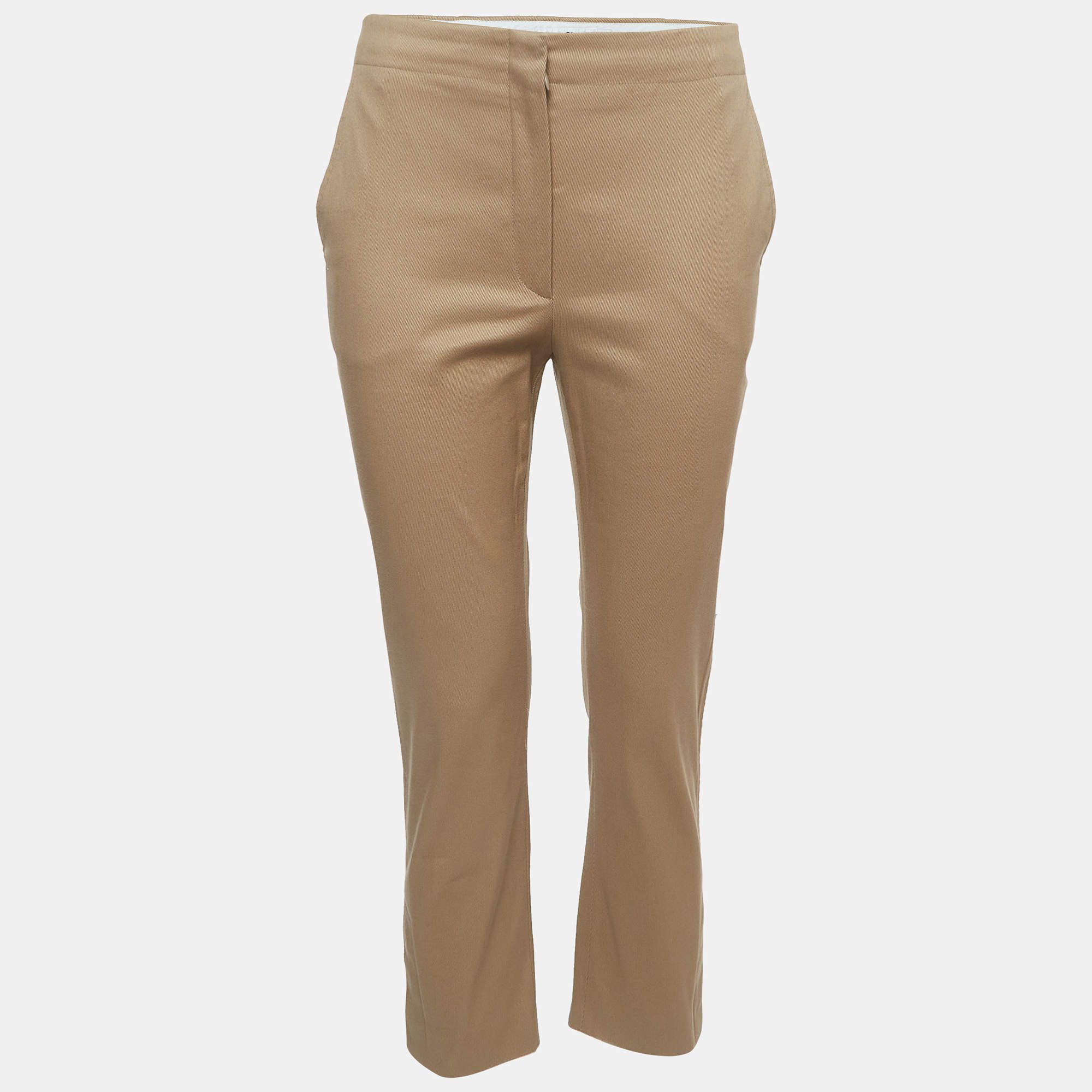 Pre Owned Dior Brown Cotton Fitted Trousers S