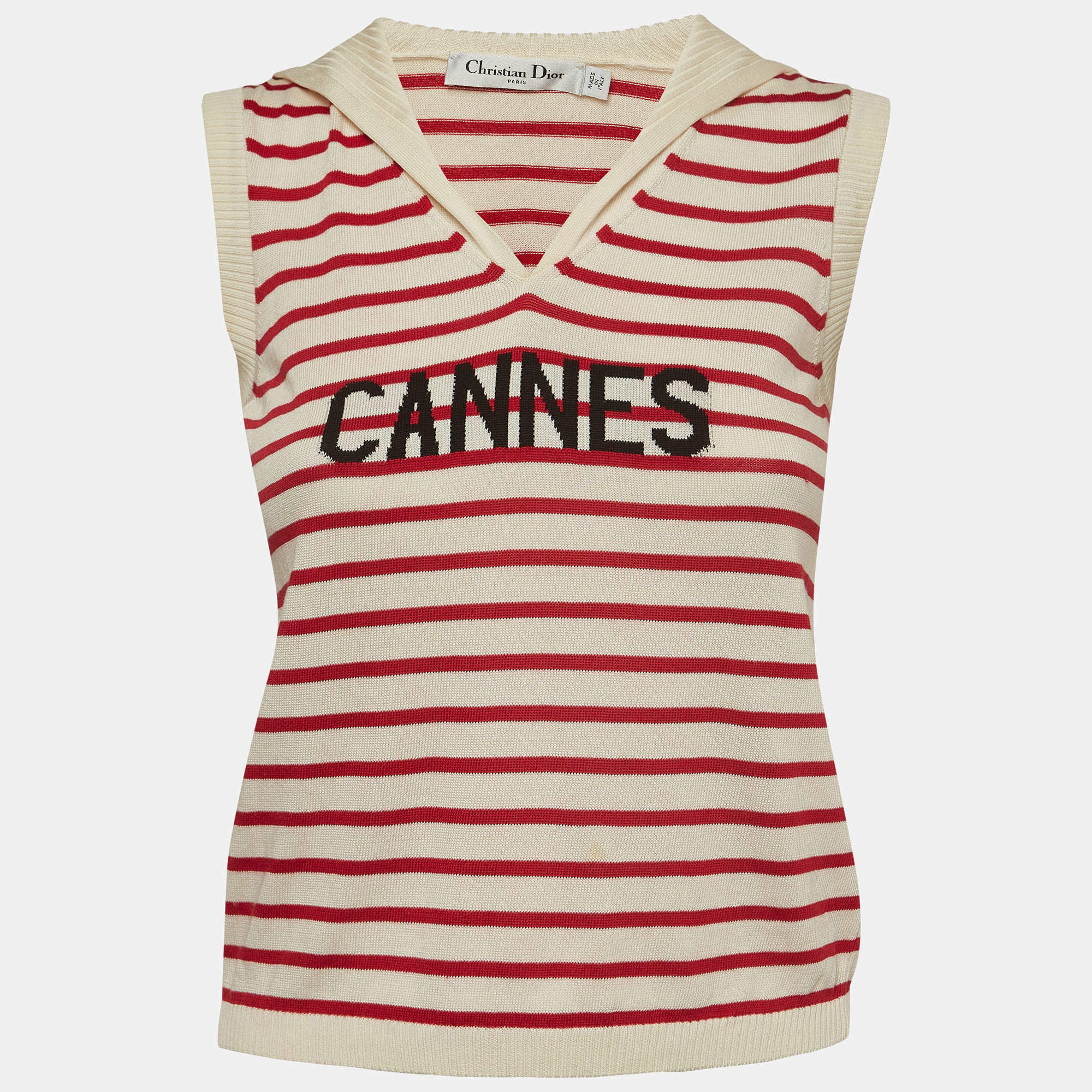 Dior White/Red Cannes Knit Top S