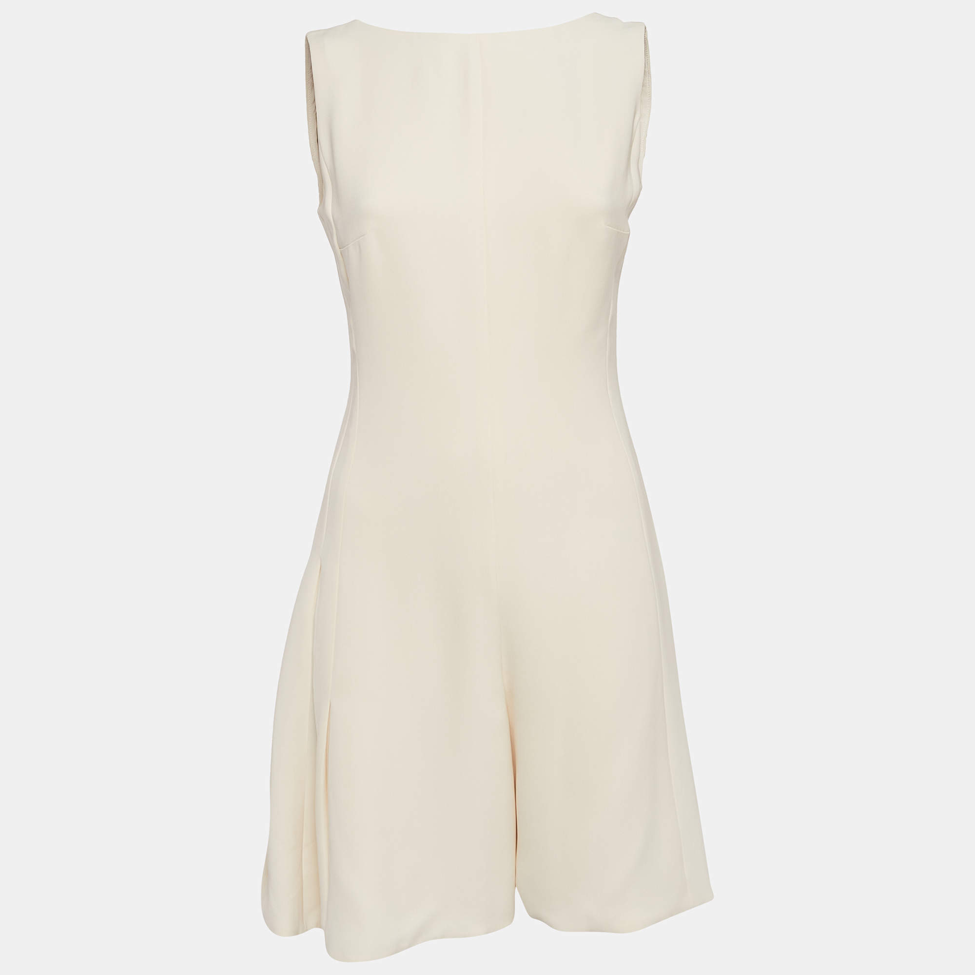 Pre Owned Christian Dior Cream Silk Paneled Sleeveless Playsuit M