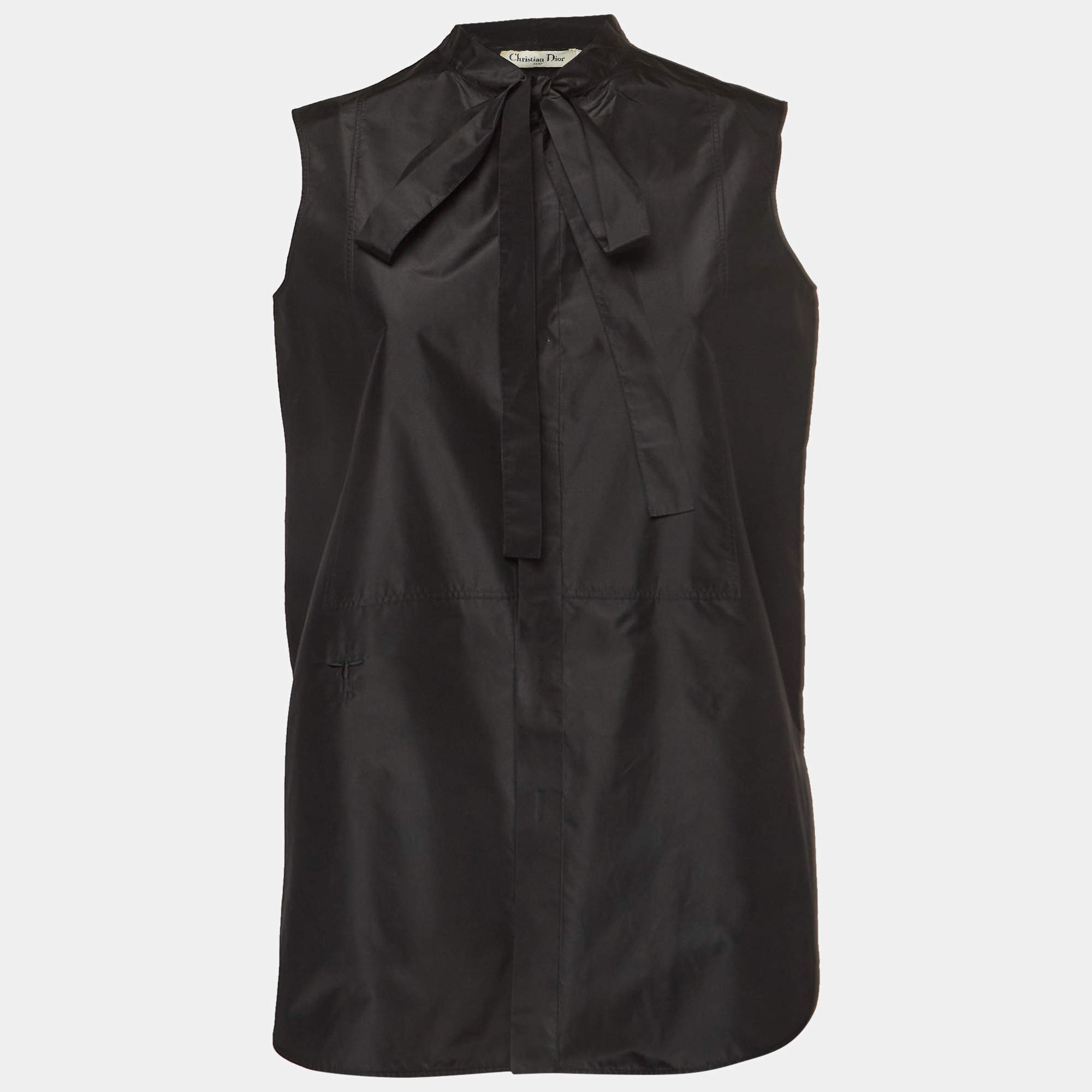 Pre Owned Christian Dior Black Silk Sleeveless Shirt S   