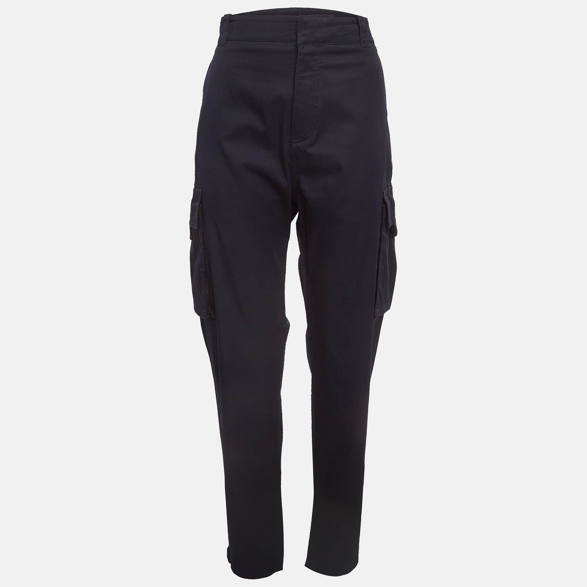 Pre Owned Christian Dior Navy Blue Cotton Cargo Pants XXL